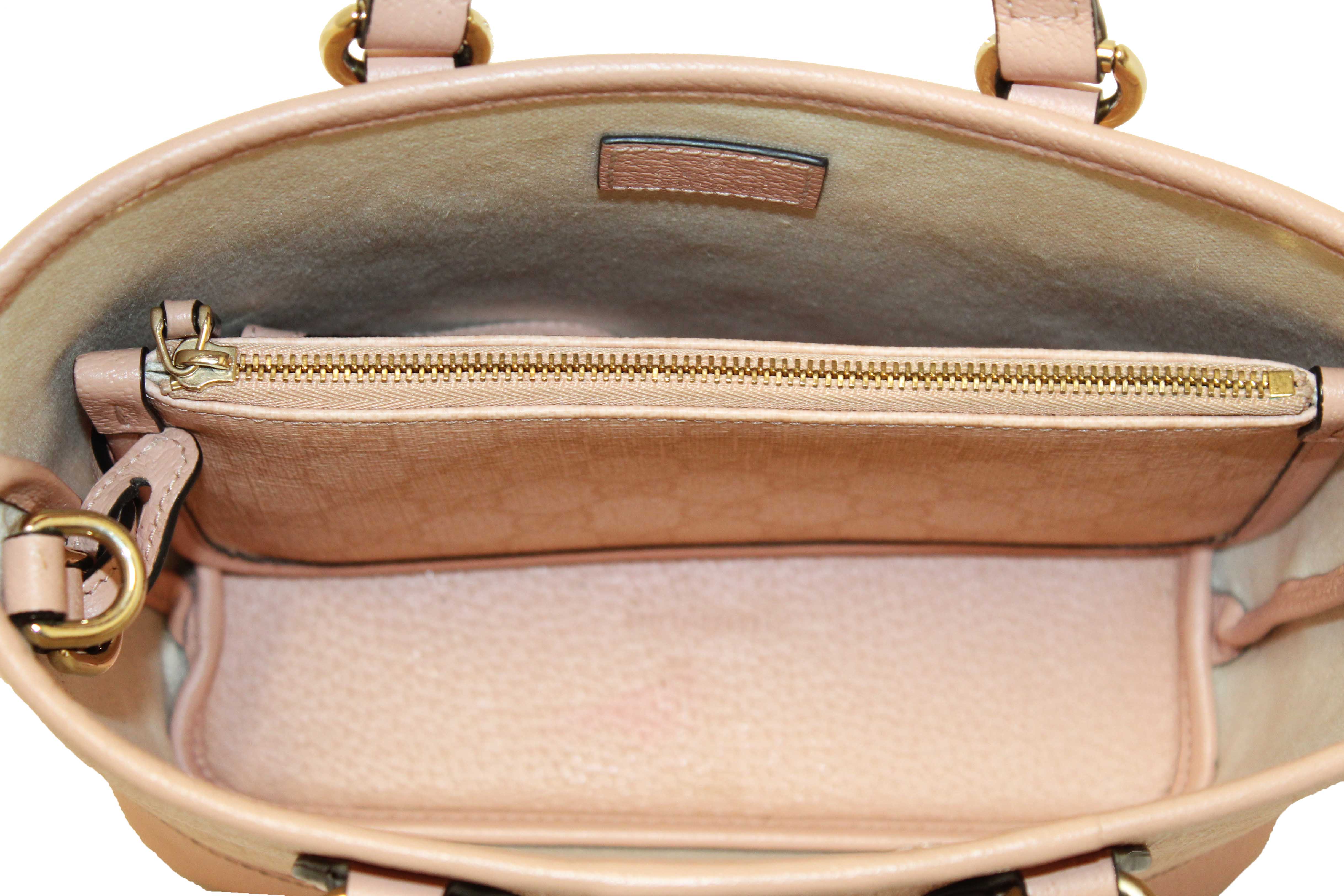 Authentic Gucci Pink And White GG Supreme Ophidia Small Tote Bag 811716