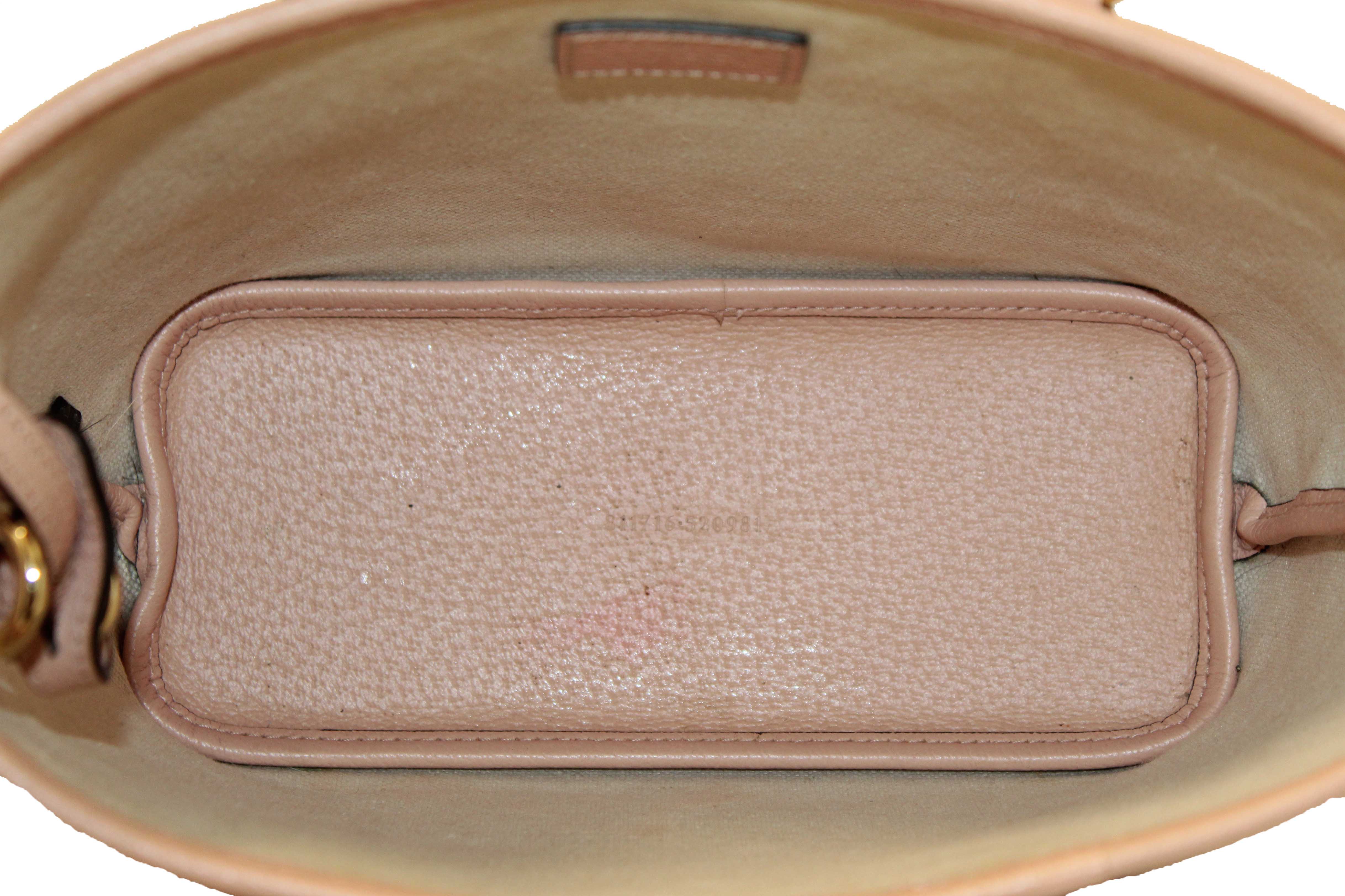 Authentic Gucci Pink And White GG Supreme Ophidia Small Tote Bag 811716