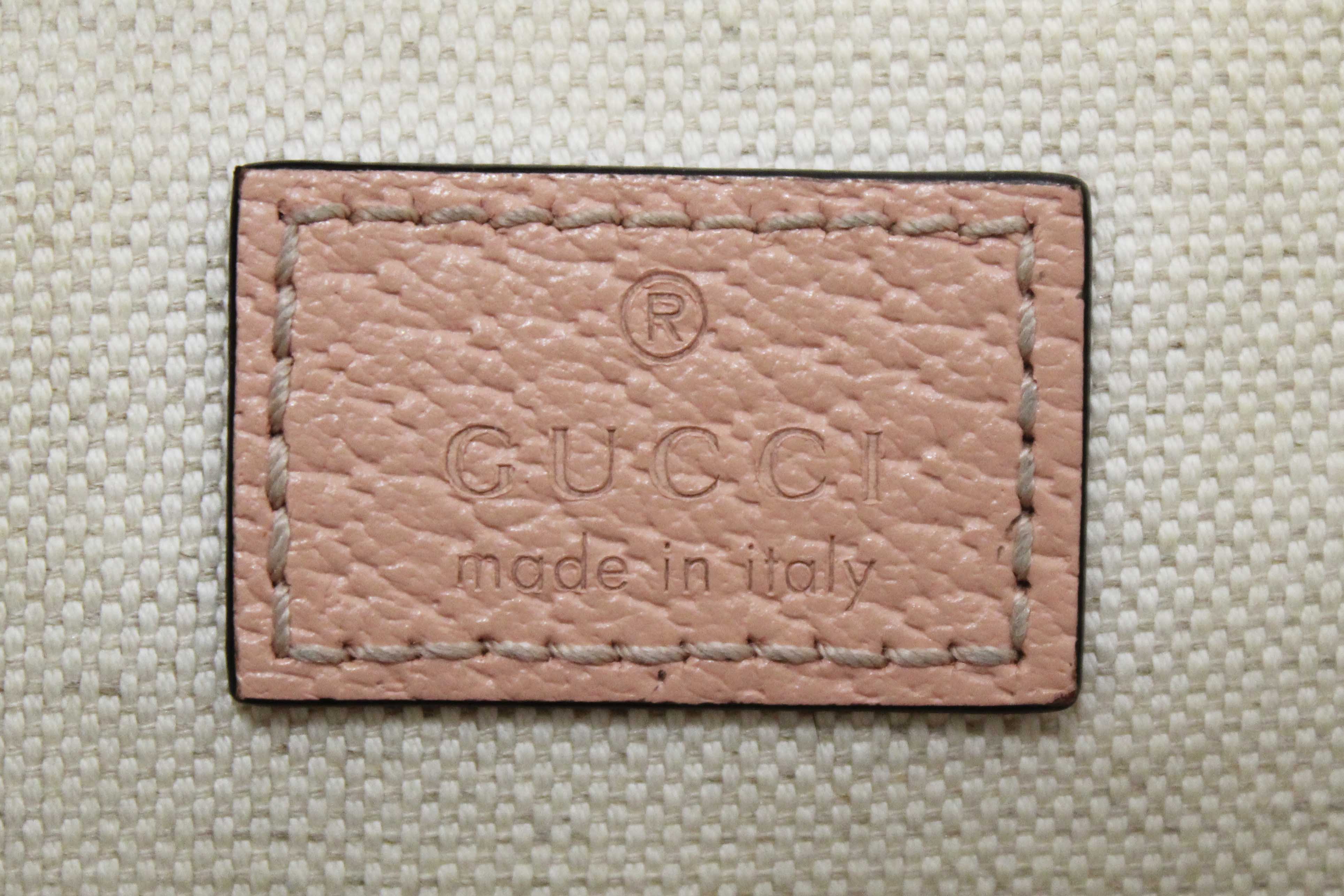 Authentic Gucci Pink And White GG Supreme Ophidia Small Tote Bag 811716