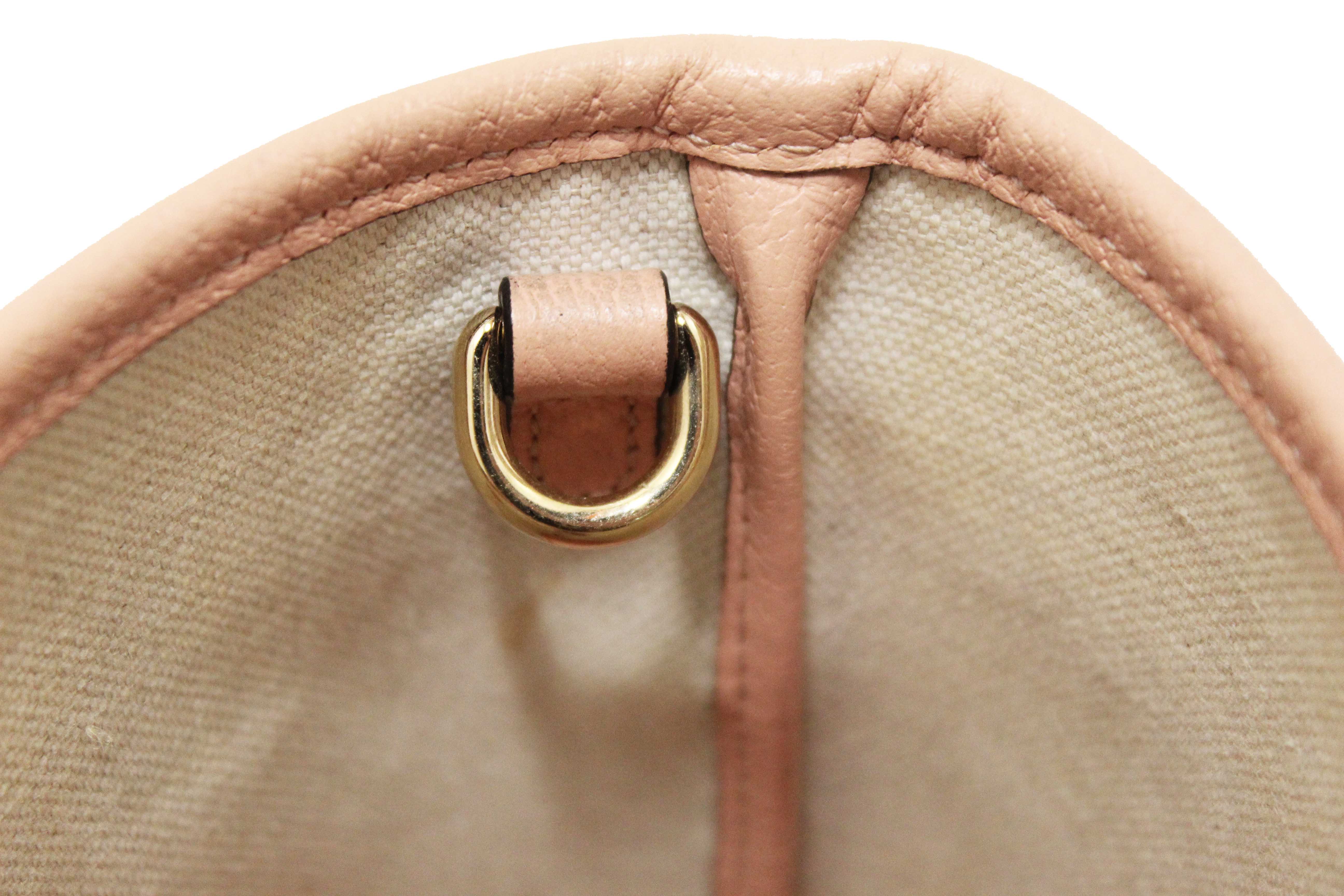 Authentic Gucci Pink And White GG Supreme Ophidia Small Tote Bag 811716