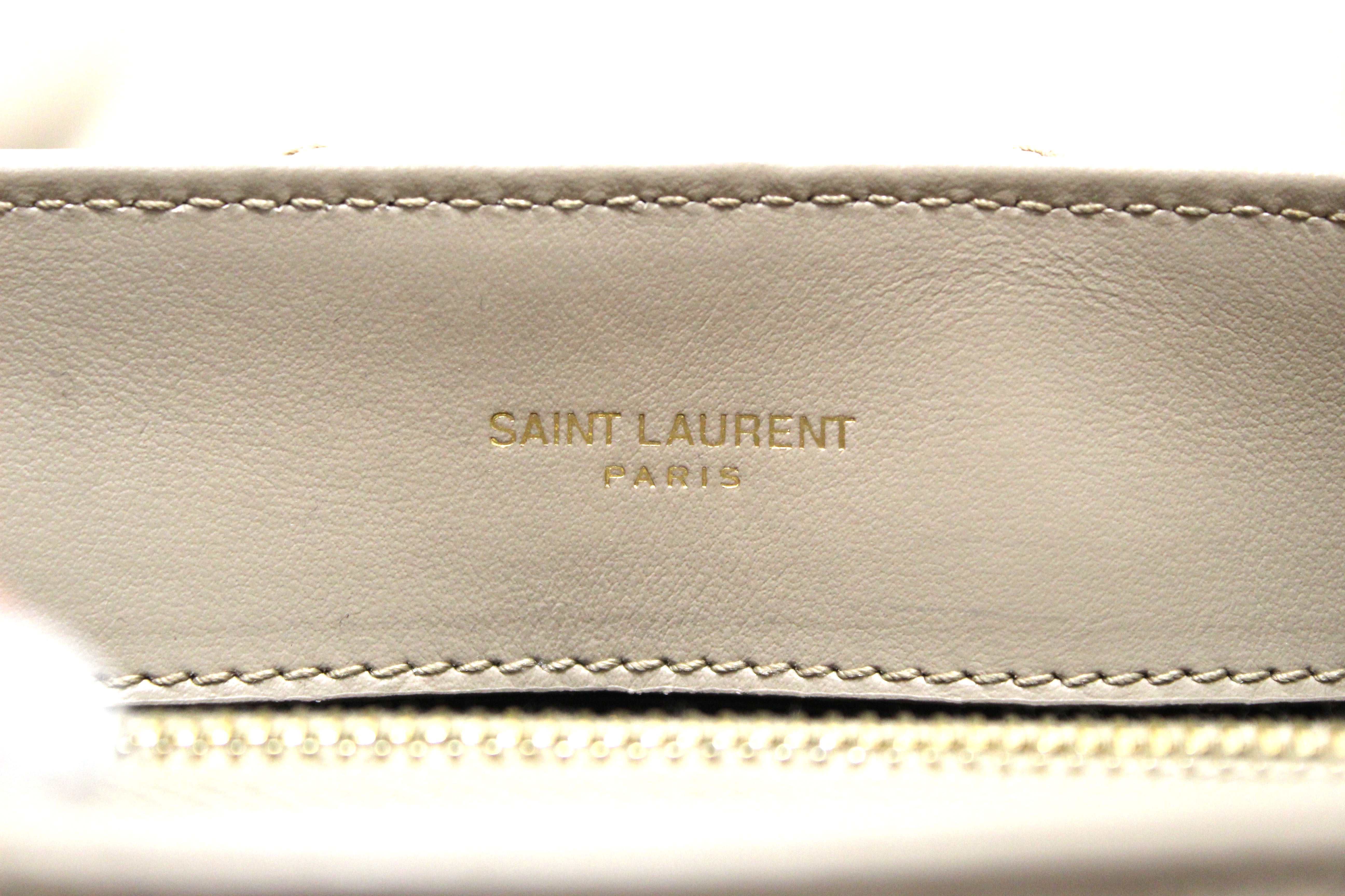 Authentic Yves Saint Laurent YSL Beige Leather Loulou Small Shoulder Bag