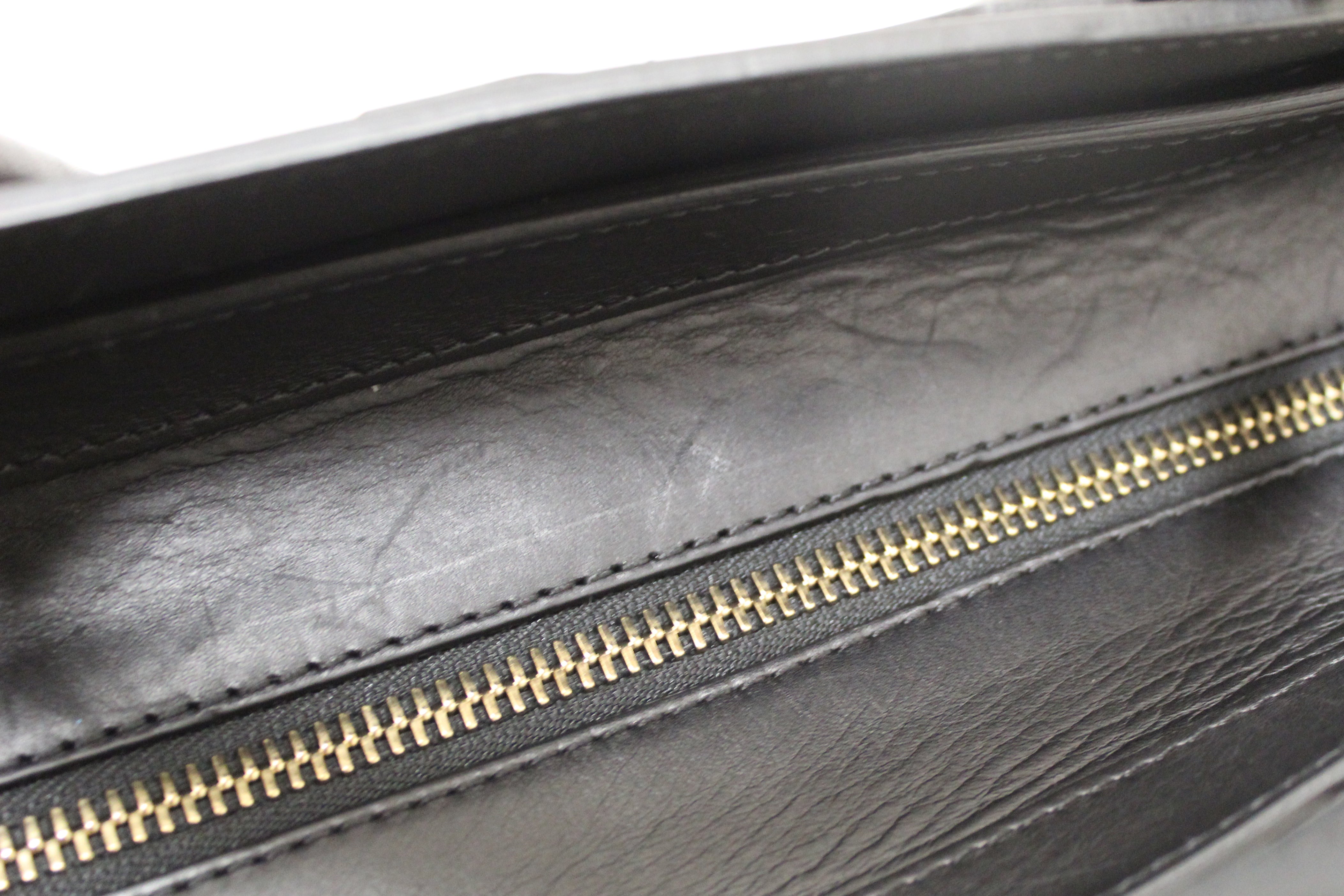 Authentic Celine Large Black/White/Brown Python Tri-Color Luggage Handbag