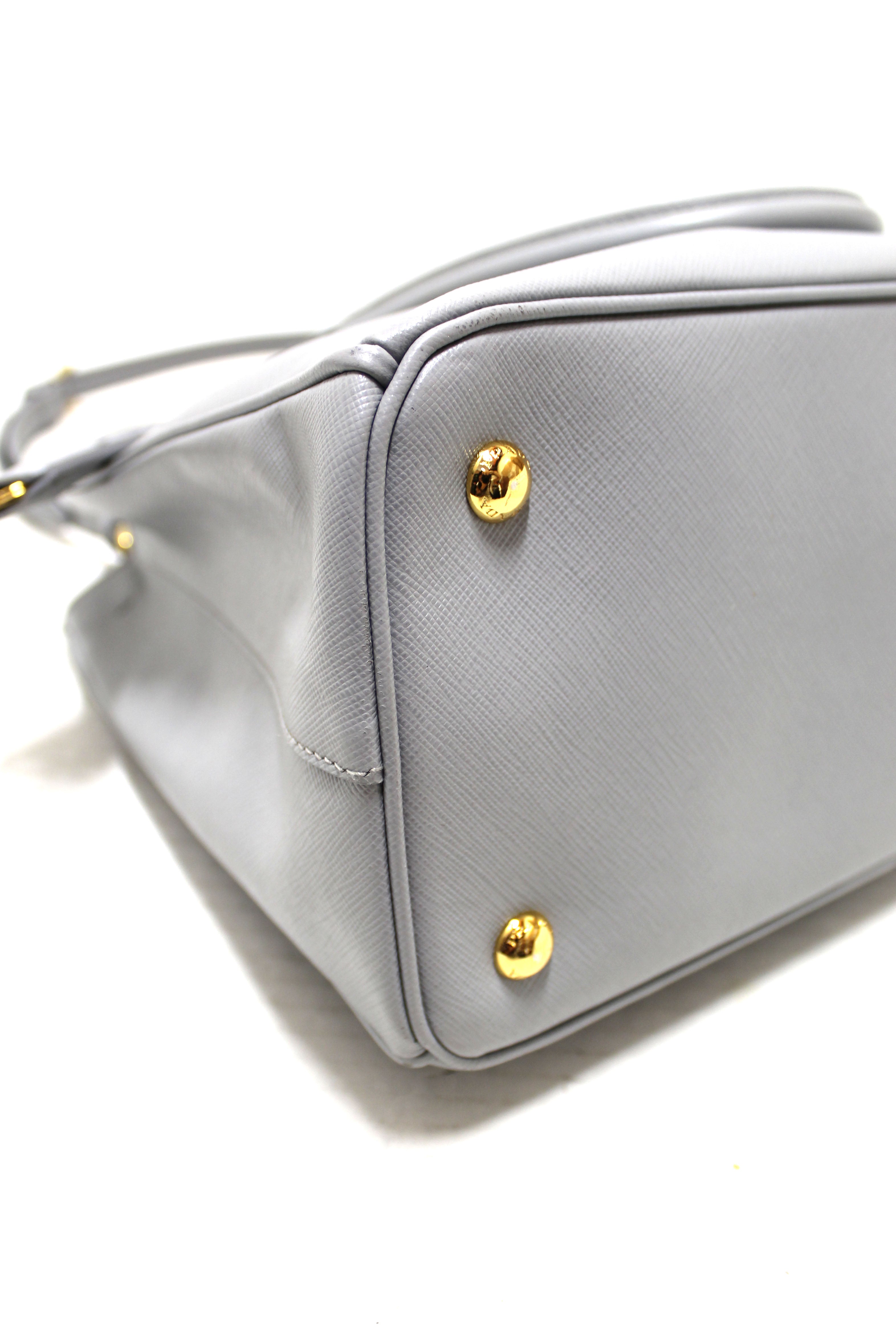 Authentic Prada Grey Saffiano Lux Leather Galleria Large Tote Bag