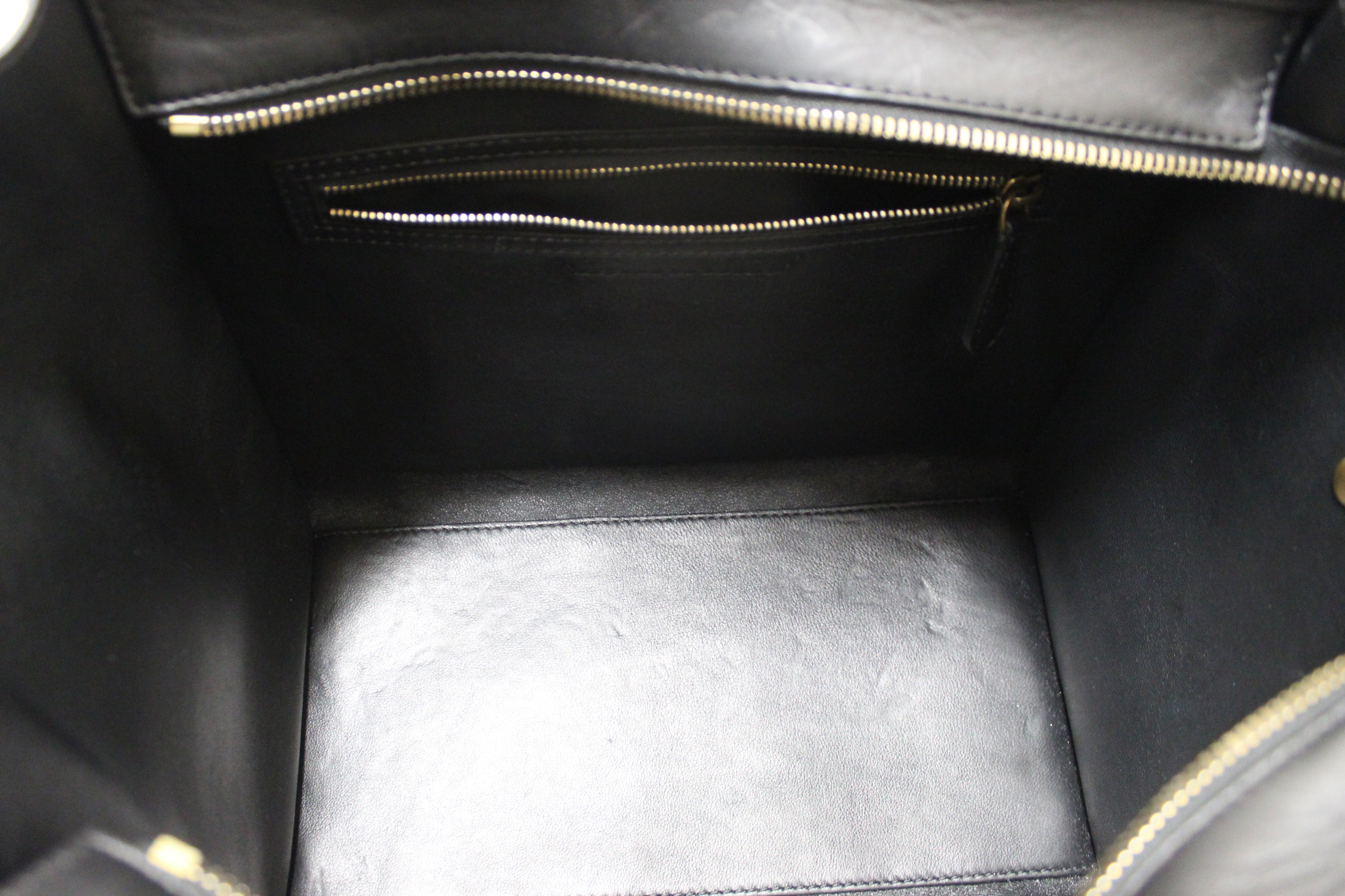 Authentic Celine Large Black/White/Brown Python Tri-Color Luggage Handbag
