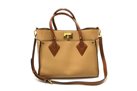 Authentic Louis Vuitton Arizona Beige Calf Leather On My Side MM Hand/Crossbody Bag