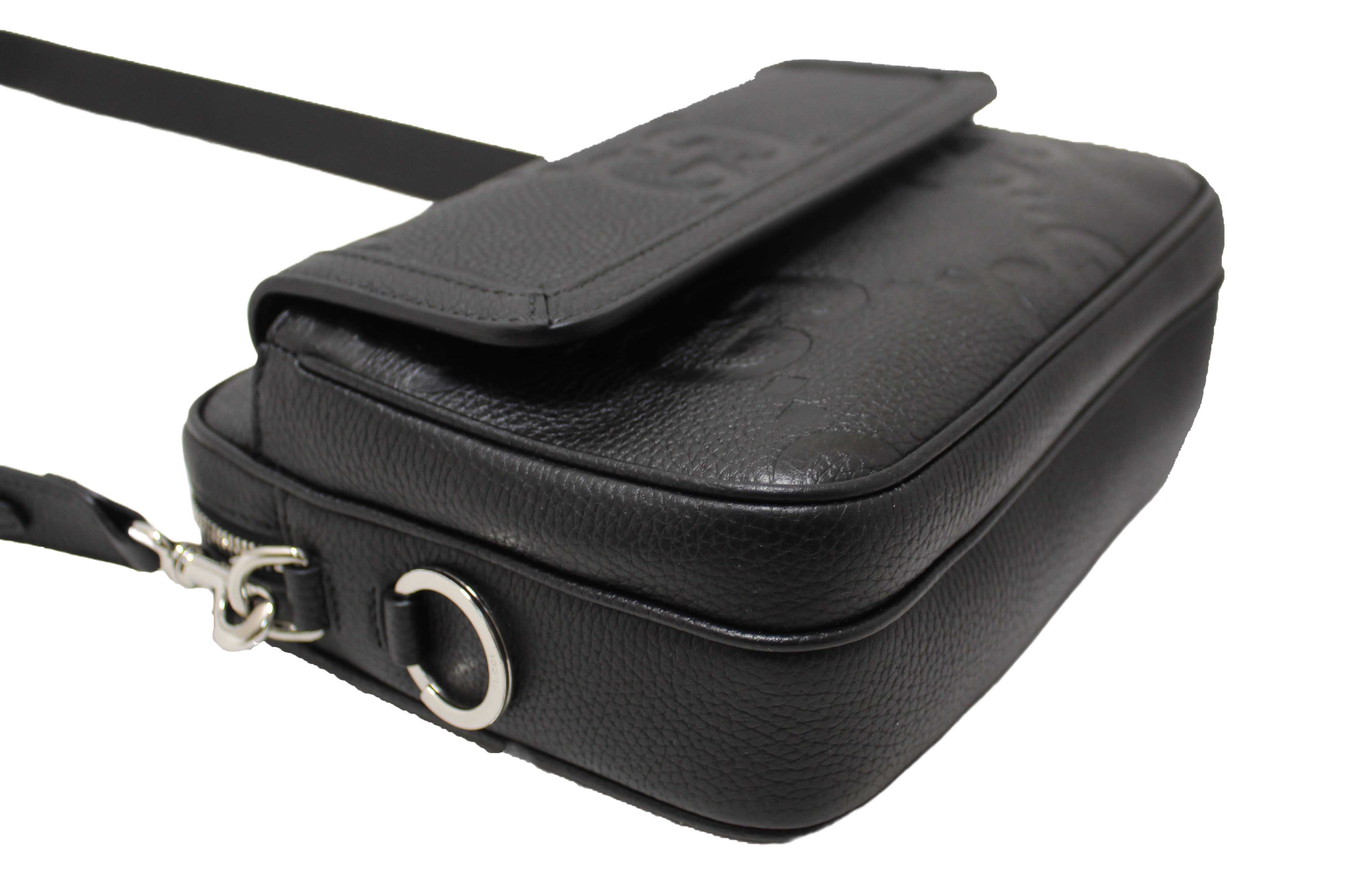 Authentic Gucci Black GG Jumbo Leather Small Crossbody Bag 794088