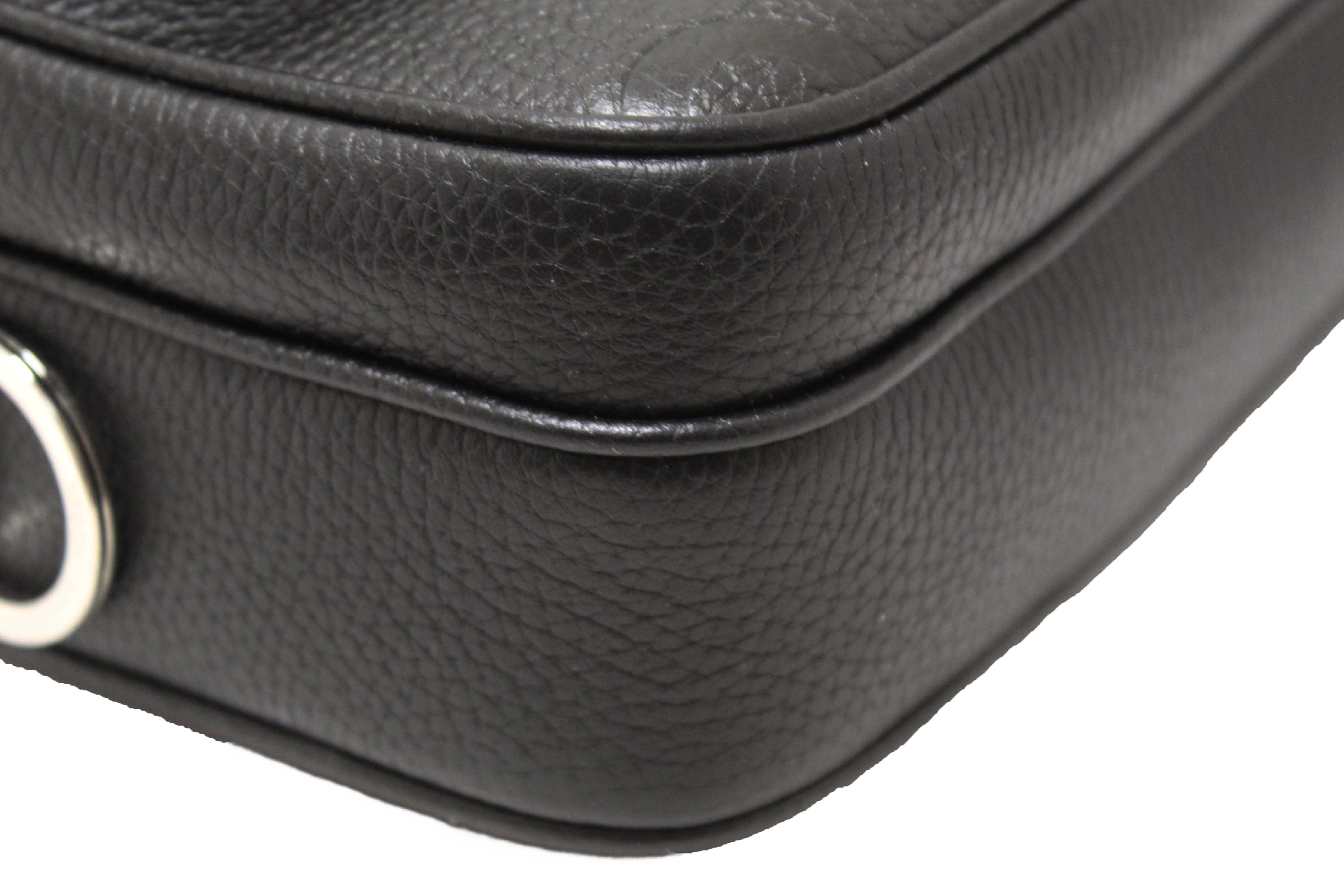 Authentic Gucci Black GG Jumbo Leather Small Crossbody Bag 794088