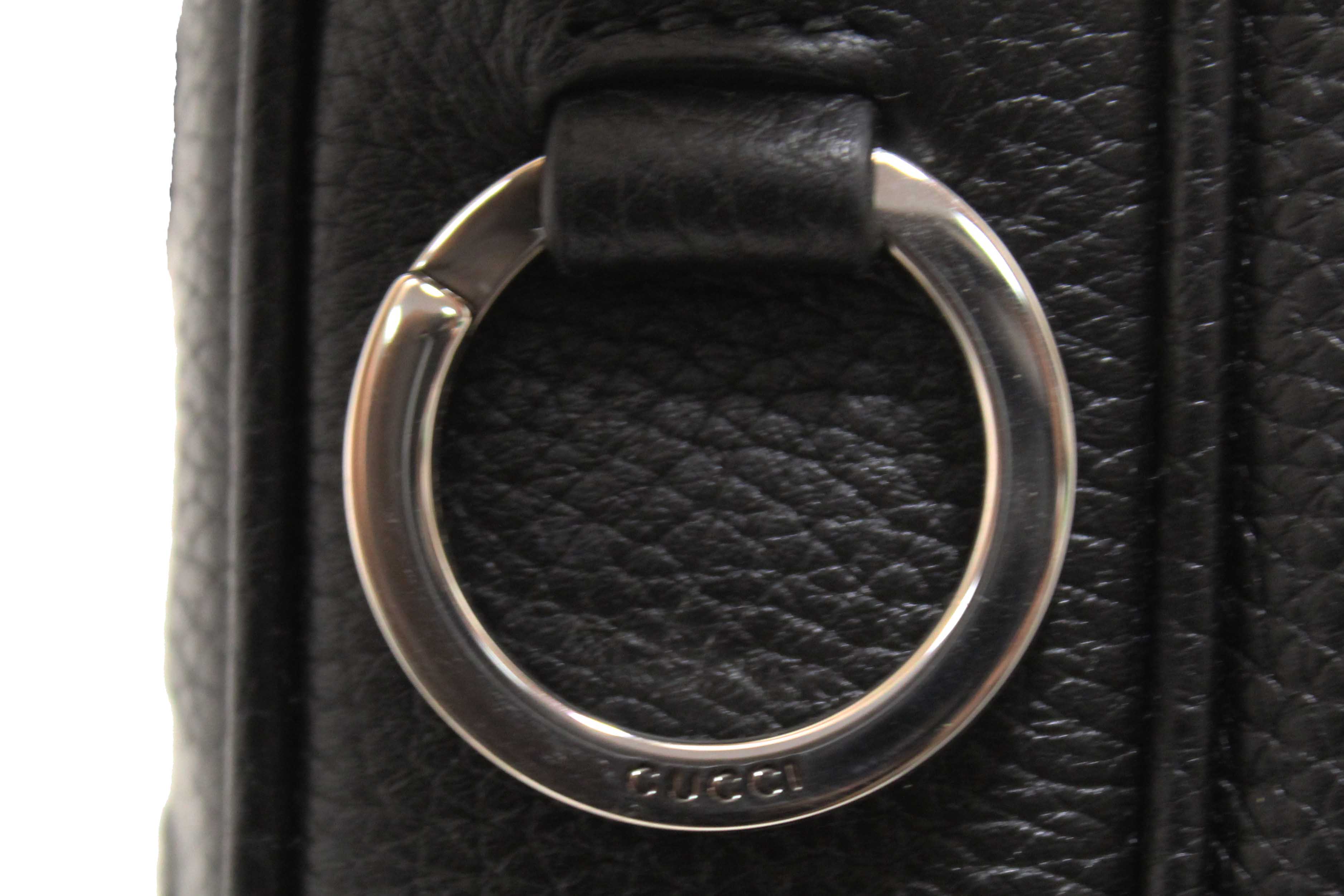 Authentic Gucci Black GG Jumbo Leather Small Crossbody Bag 794088