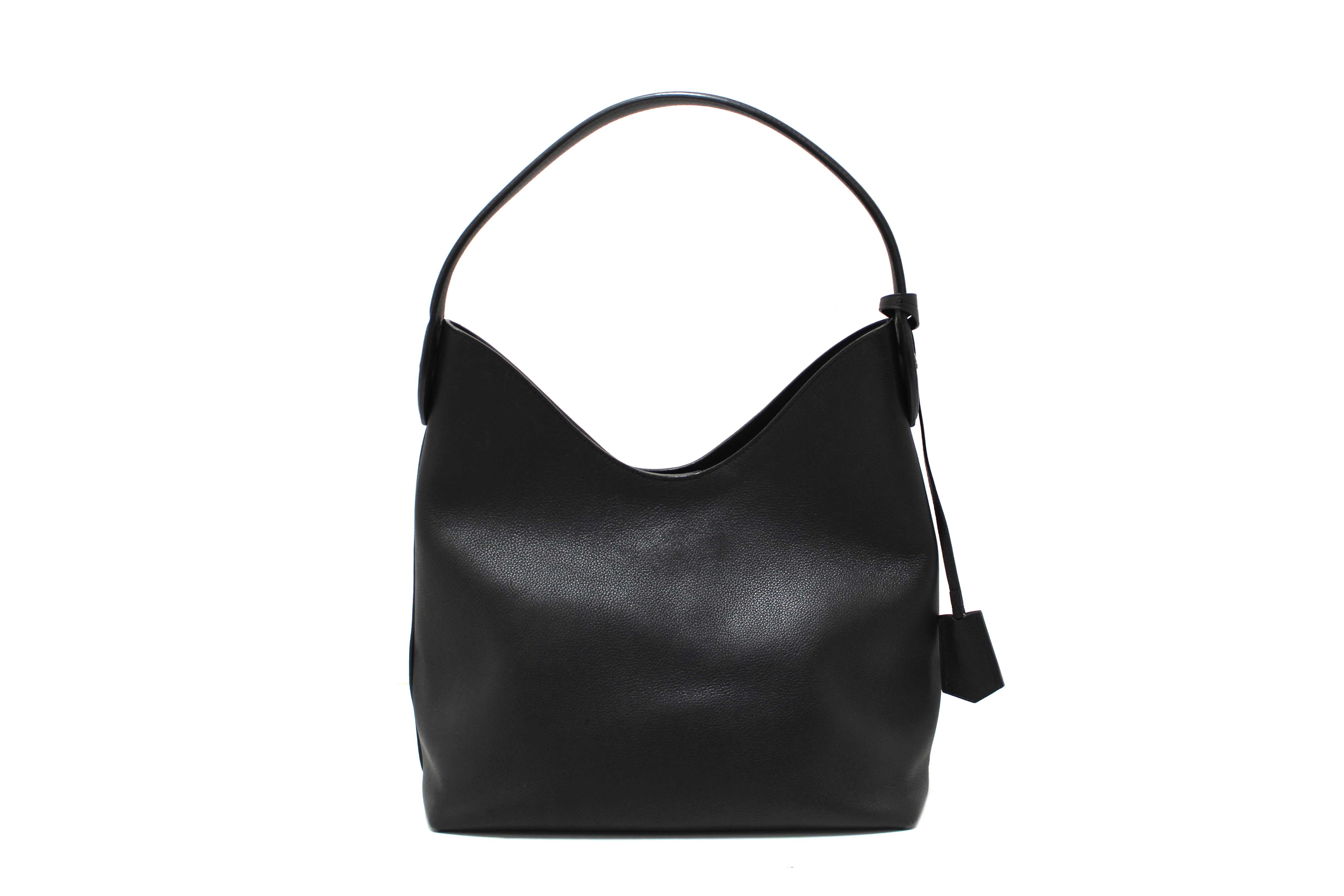 Authentic Louis Vuitton Black Grained Calf Leather Lockme Hobo Bag