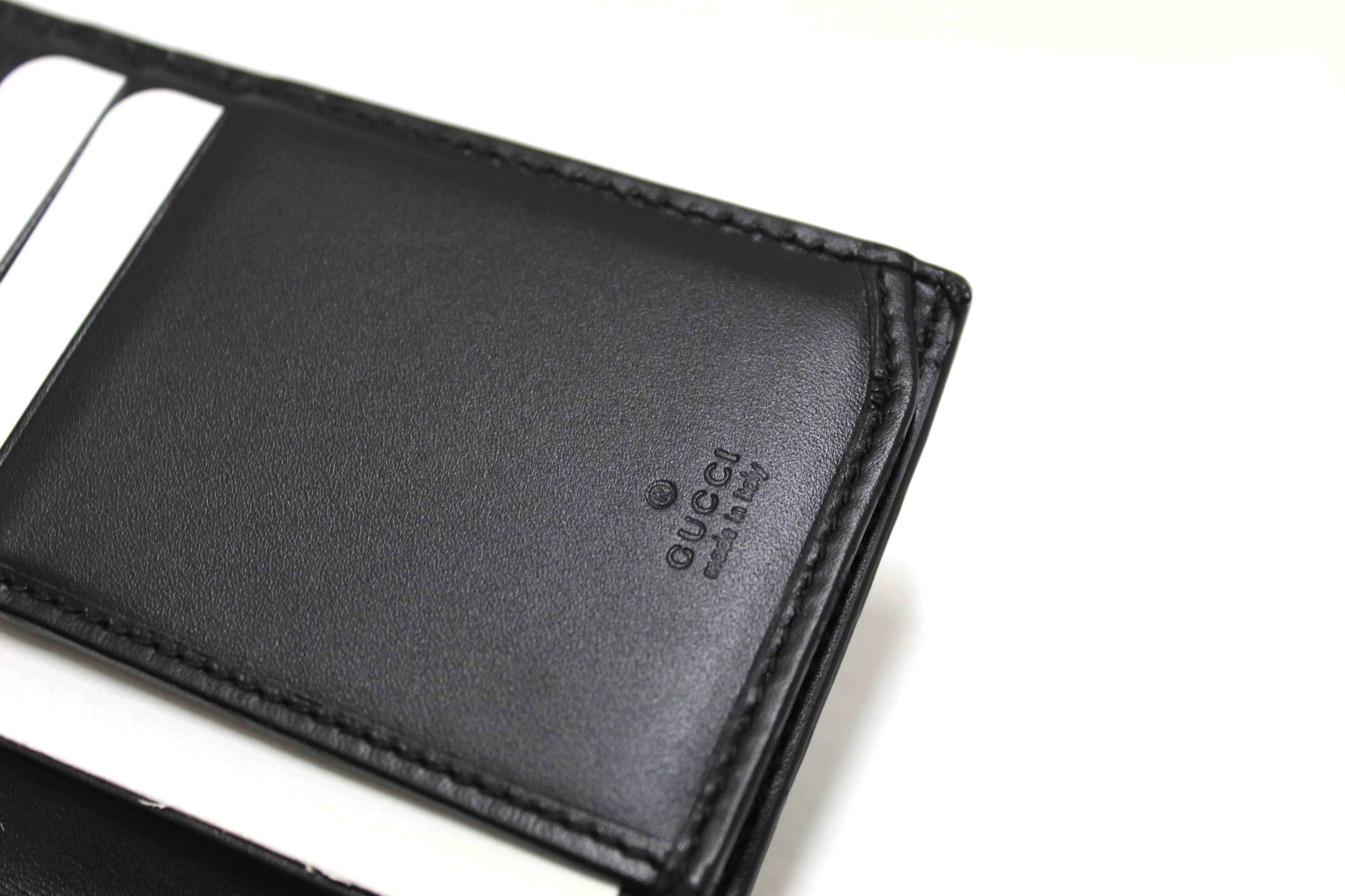Authentic Gucci Black Guccissima Leather Long Wallet