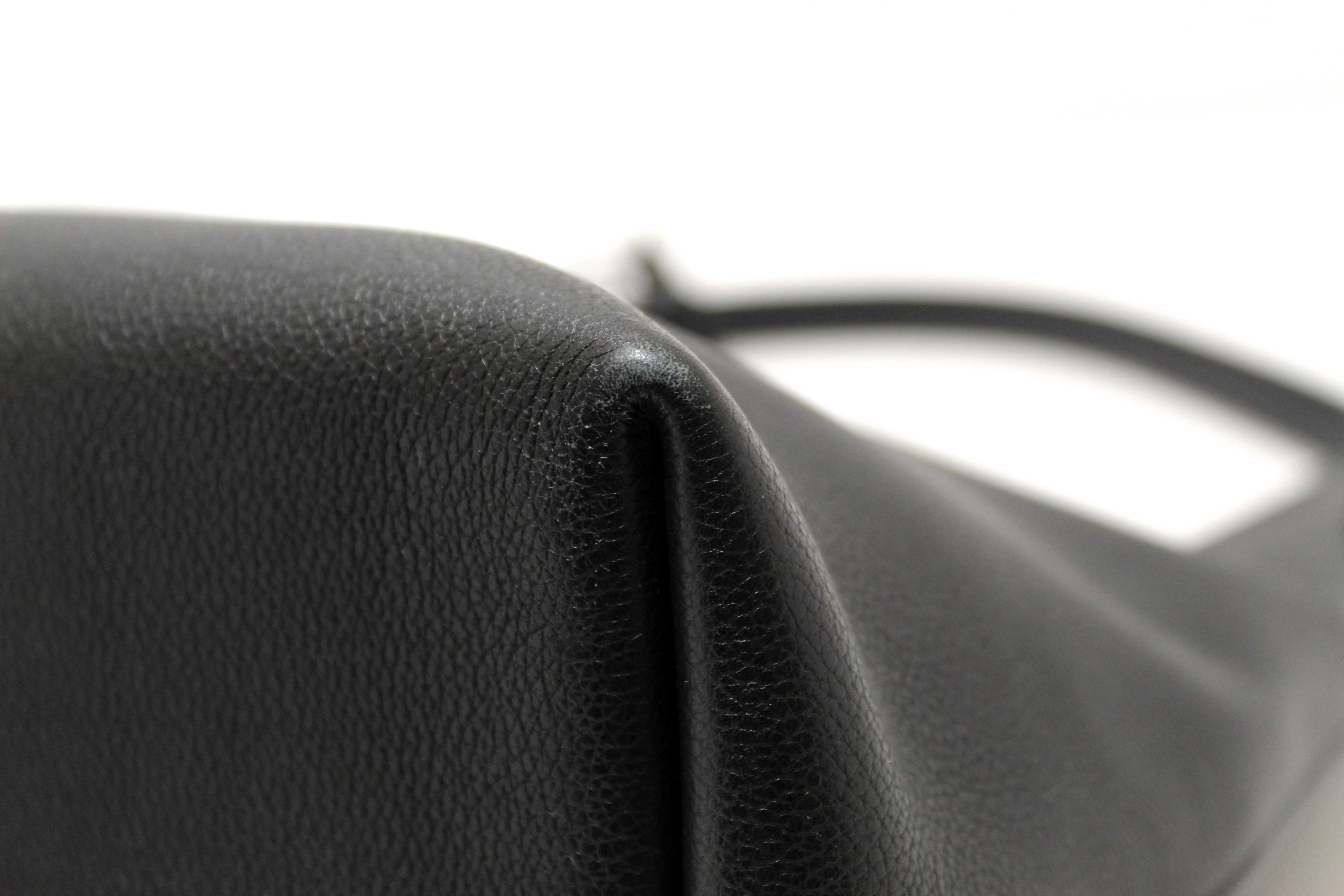 Authentic Louis Vuitton Black Grained Calf Leather Lockme Hobo Bag