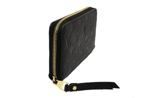 Authentic Louis Vuitton Black Monogram Empreinte Leather Zippy Wallet