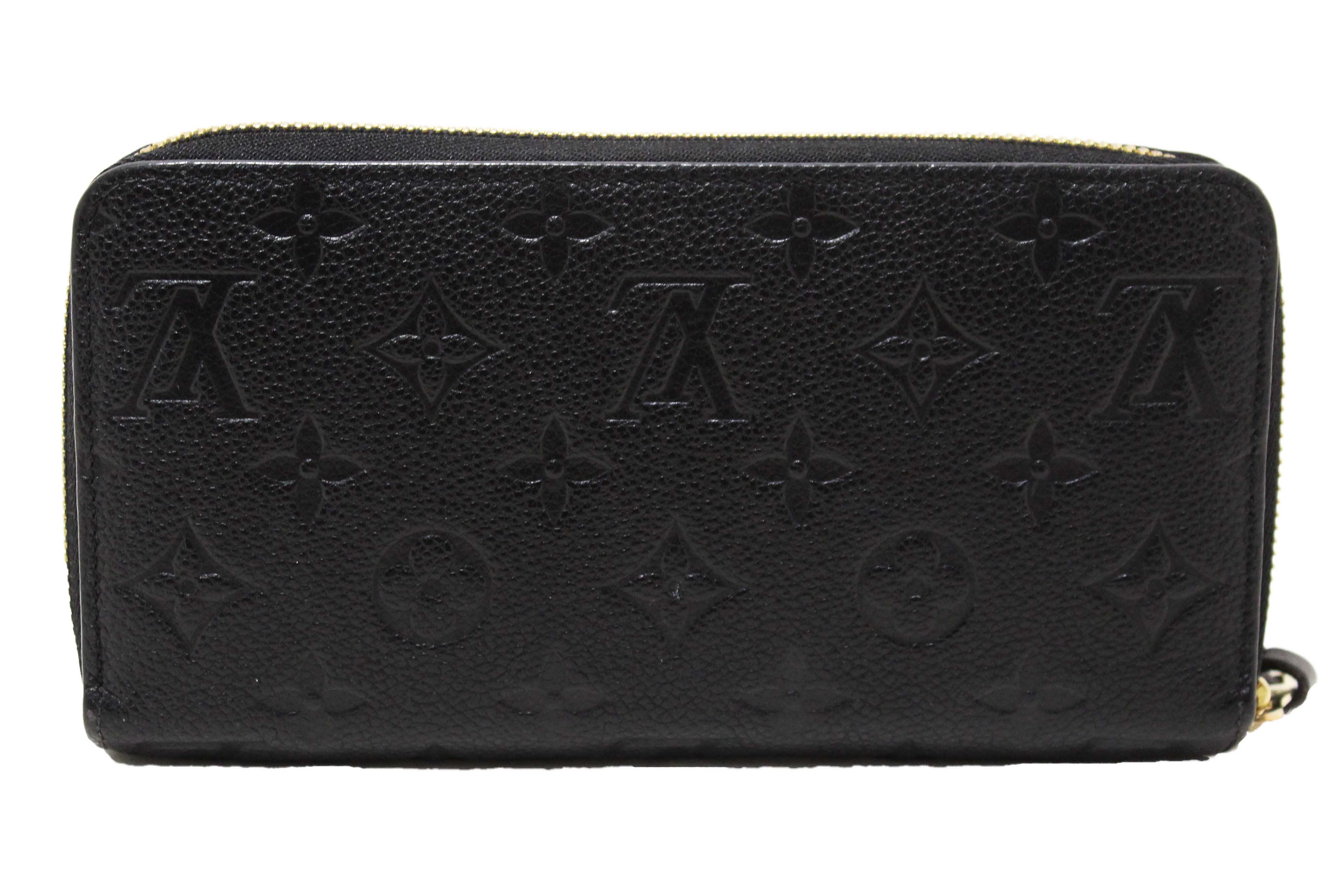 Authentic Louis Vuitton Black Monogram Empreinte Leather Zippy Wallet
