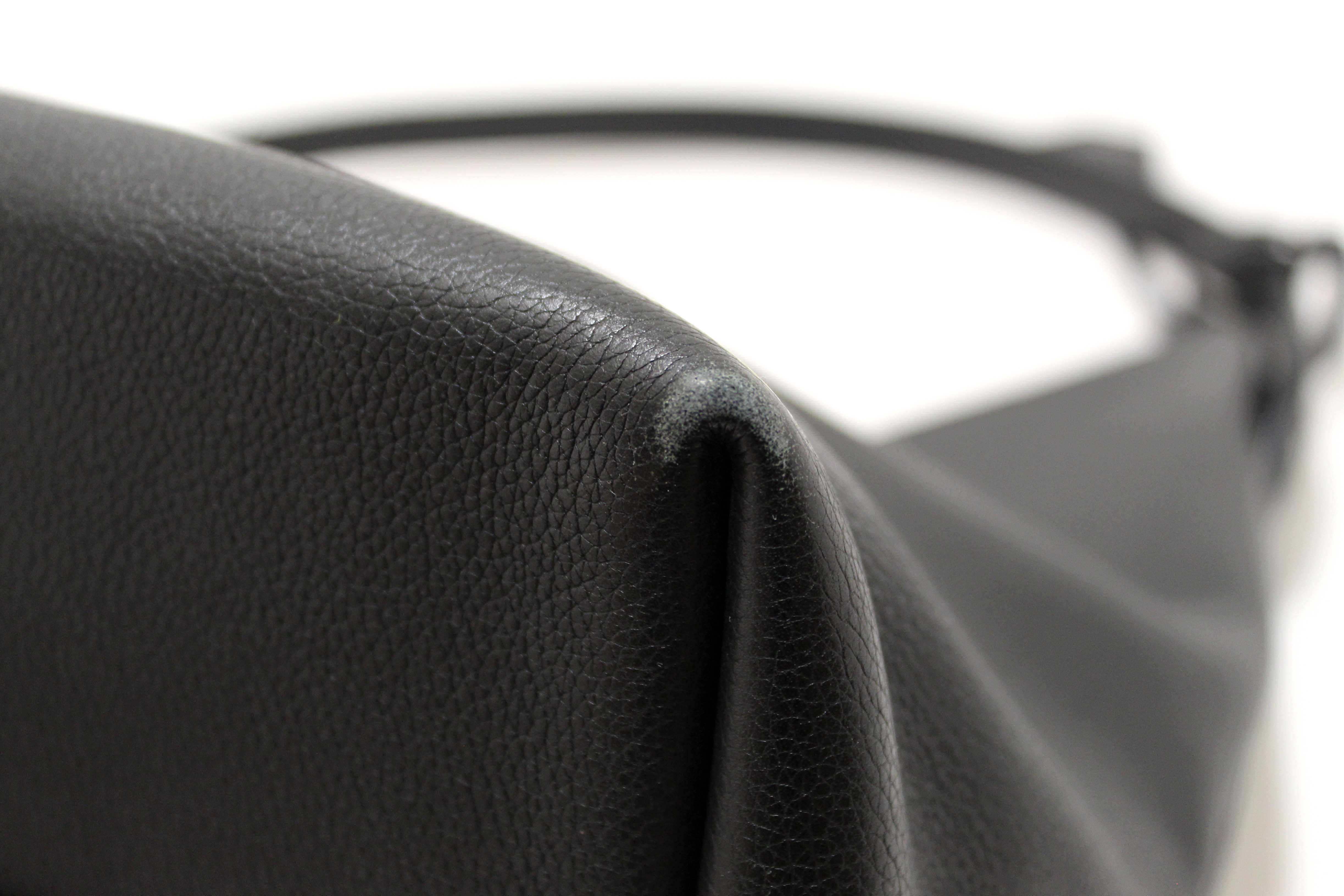 Authentic Louis Vuitton Black Grained Calf Leather Lockme Hobo Bag