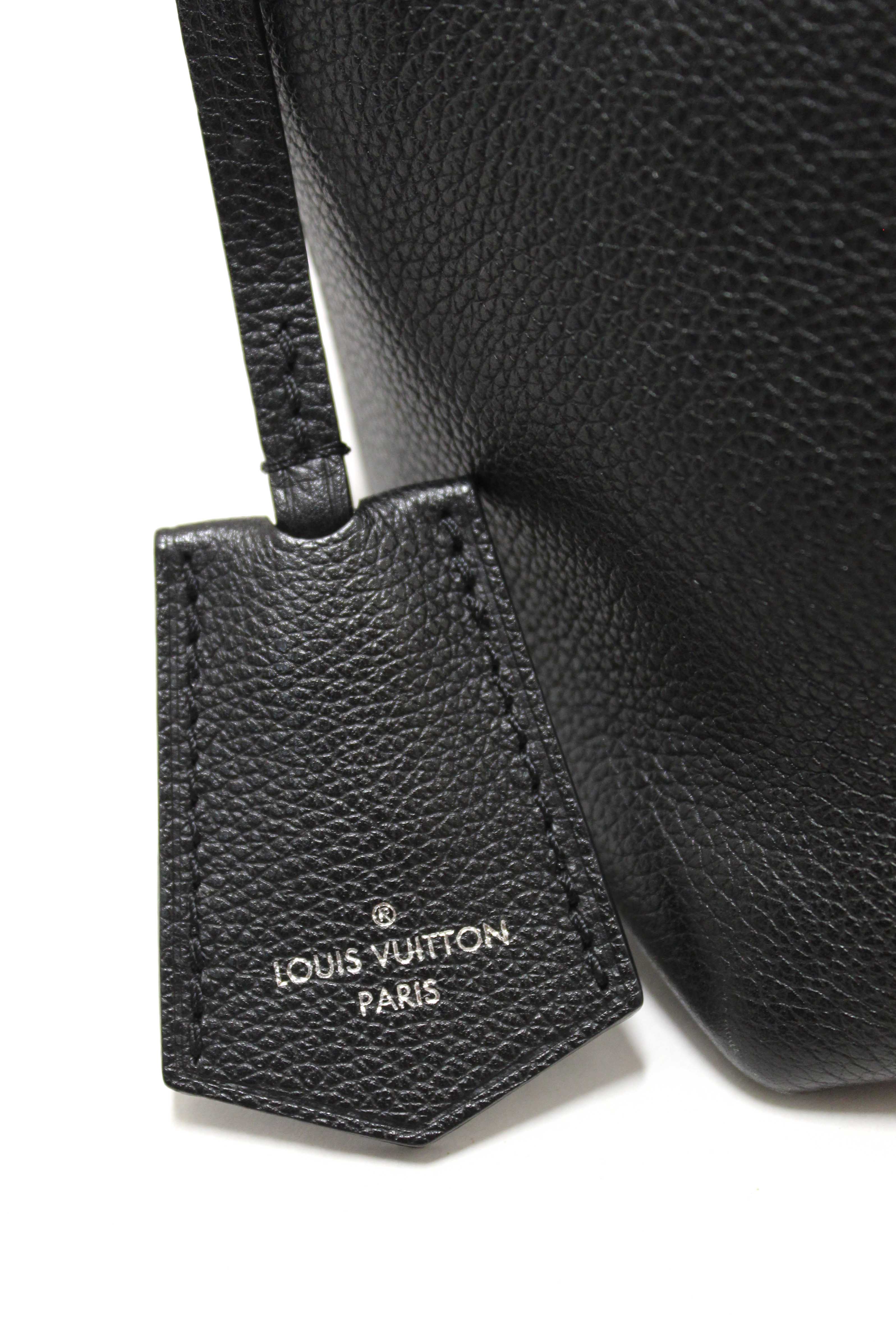 Authentic Louis Vuitton Black Grained Calf Leather Lockme Hobo Bag