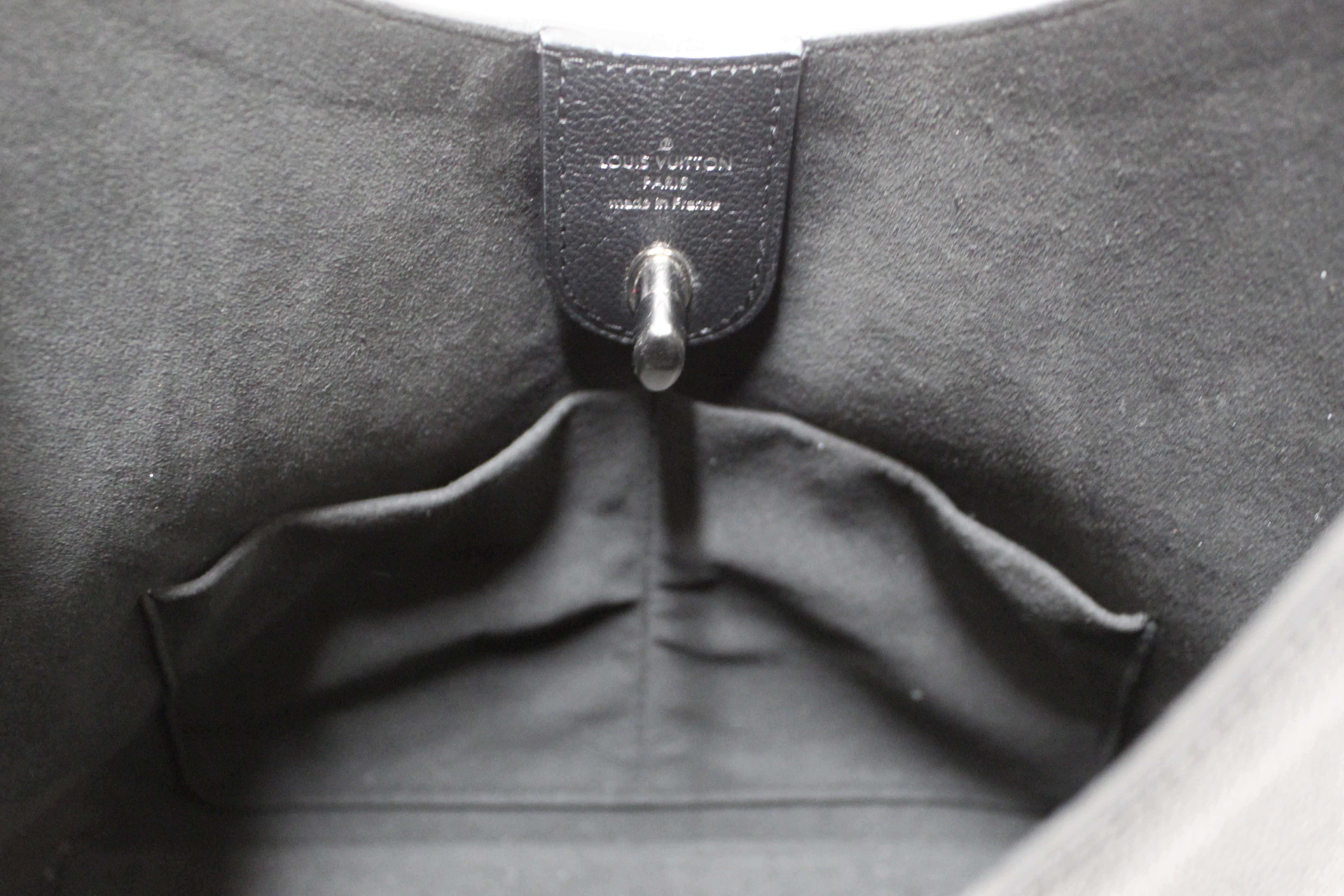 Authentic Louis Vuitton Black Grained Calf Leather Lockme Hobo Bag