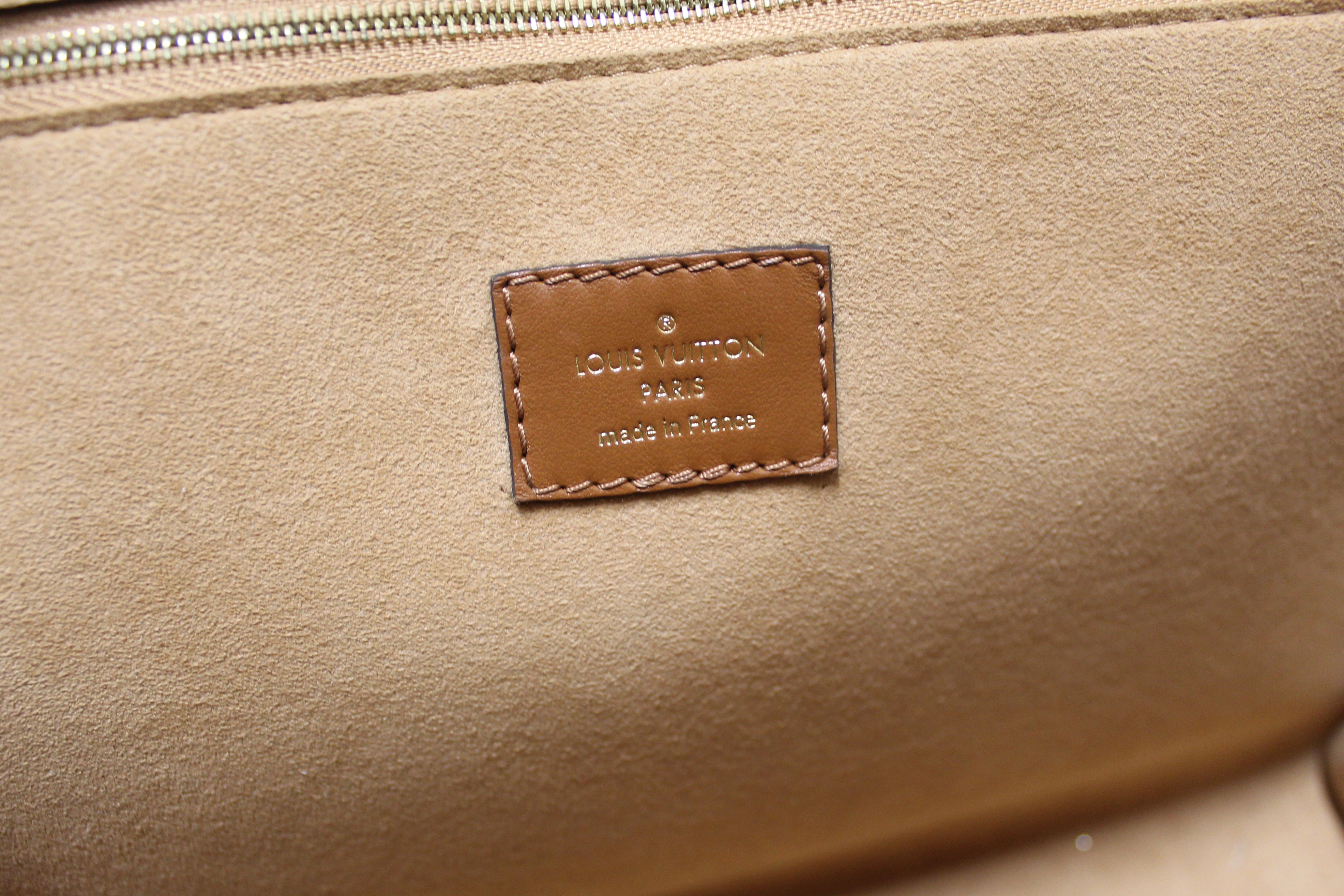 Authentic Louis Vuitton Arizona Beige Calf Leather On My Side MM Hand/Crossbody Bag