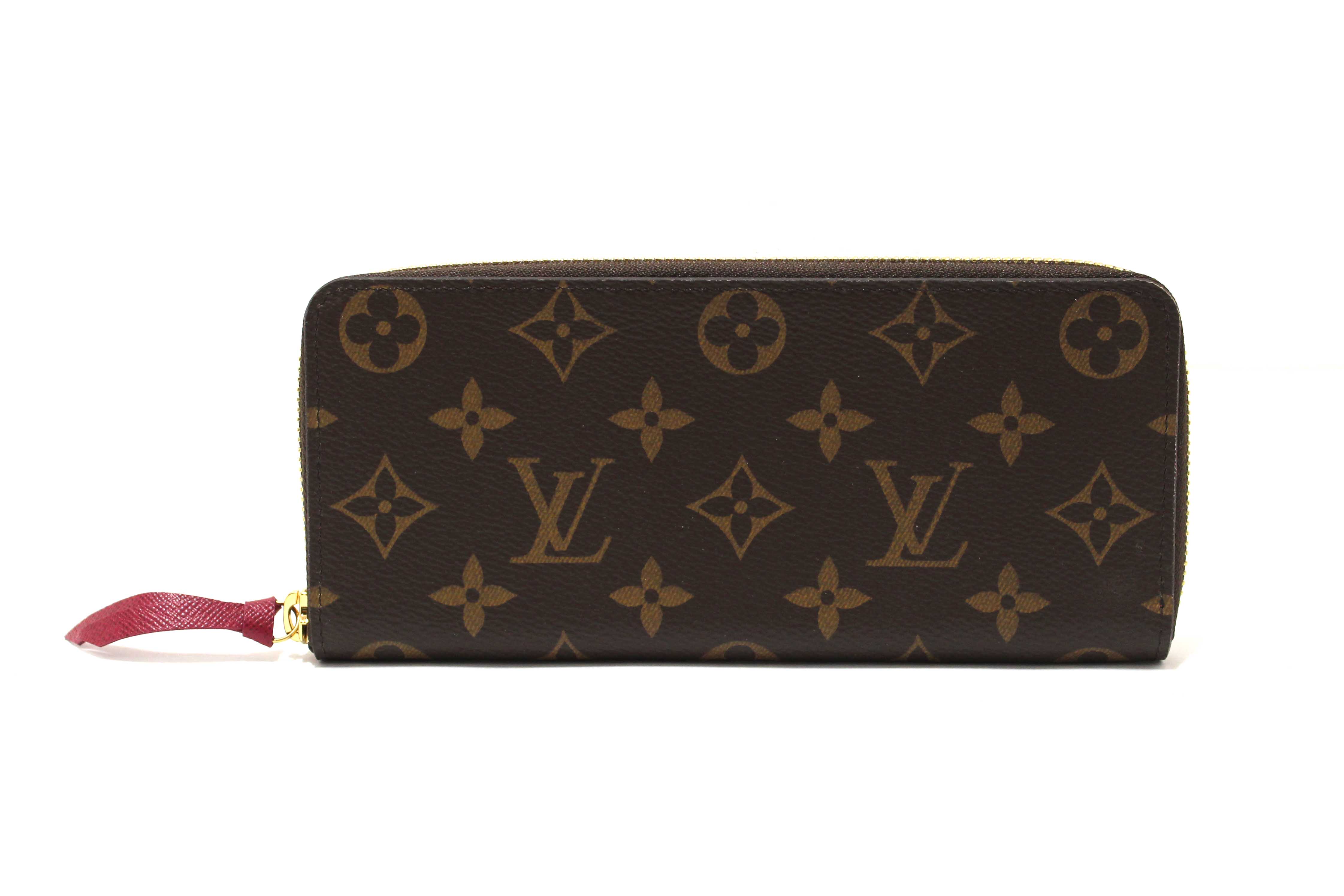 Authentic Louis Vuitton Classic Monogram Fuchsia Clemence Wallet