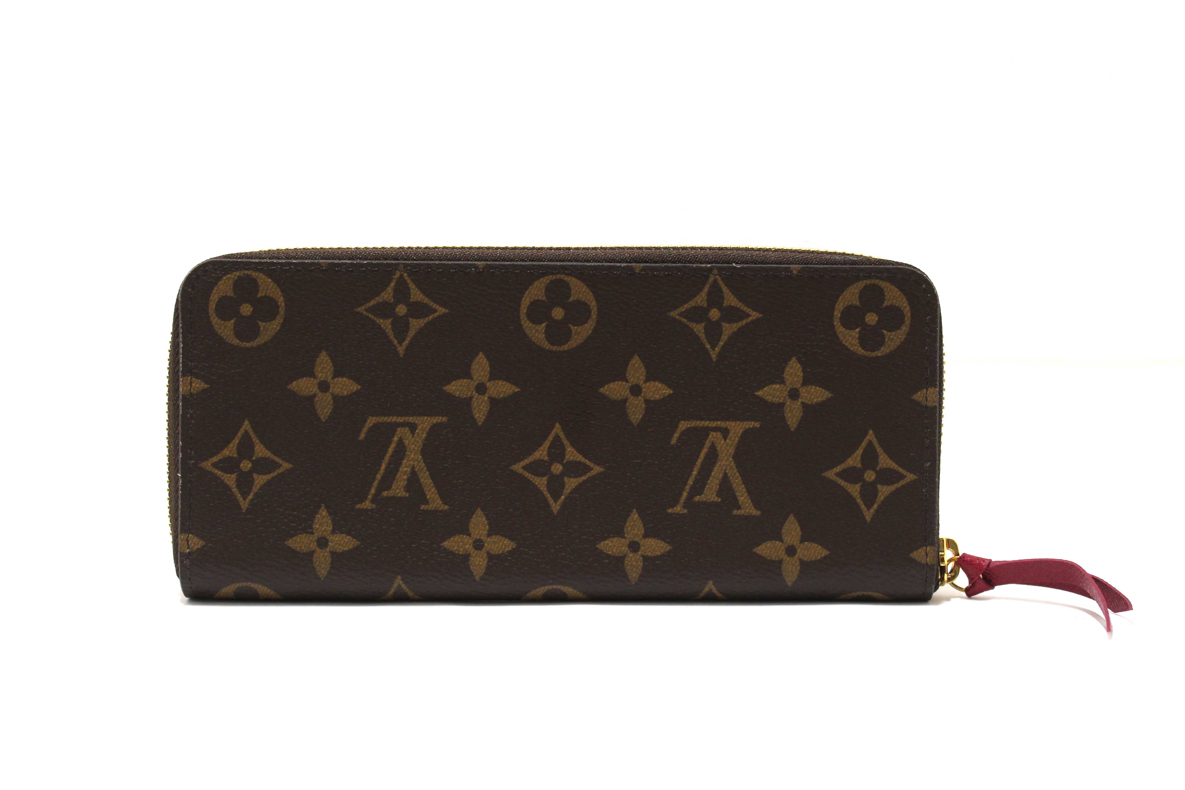 Authentic Louis Vuitton Classic Monogram Fuchsia Clemence Wallet