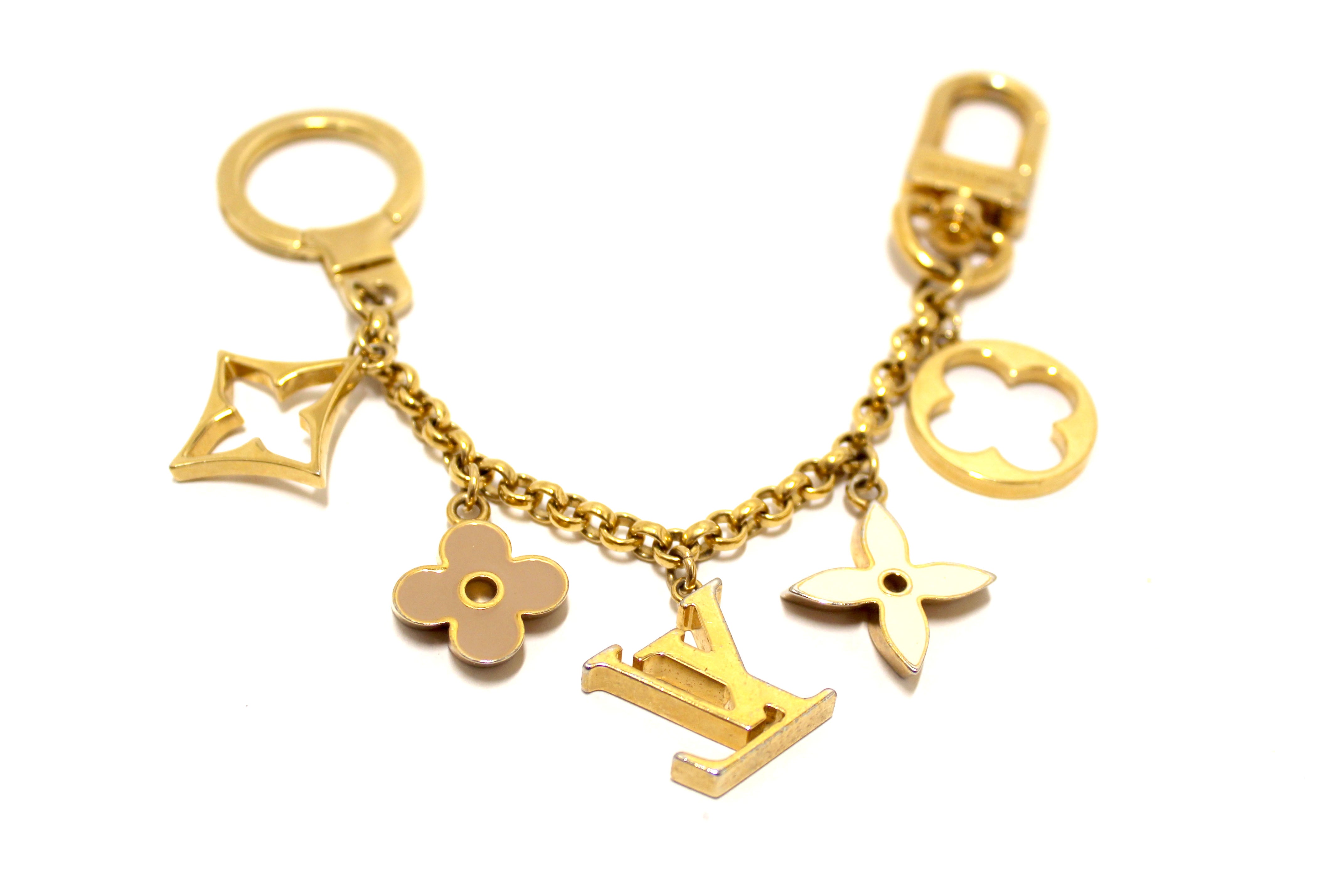 Authentic Louis Vuitton Fleur de Monogram Bag Charm Chain