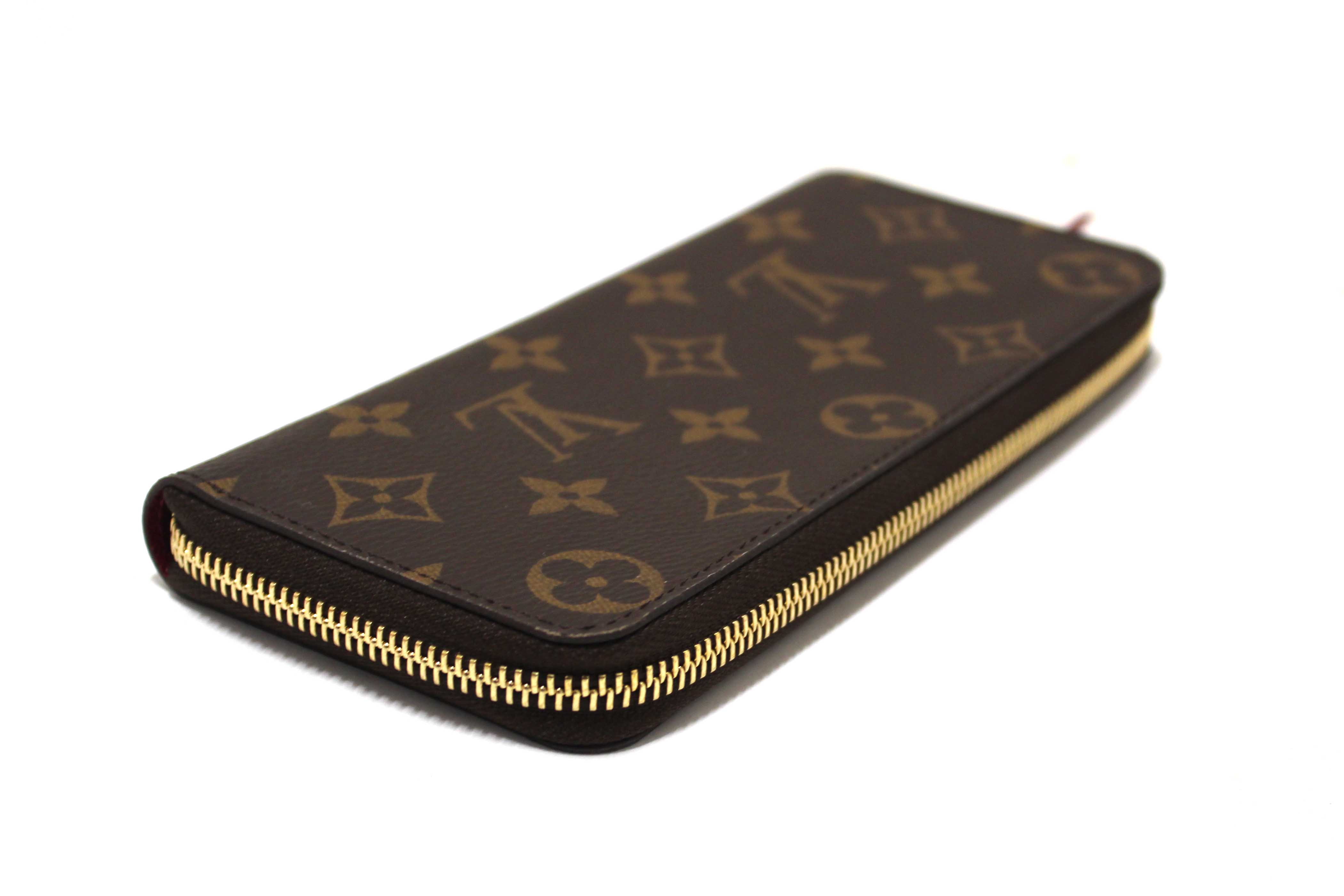 Authentic Louis Vuitton Classic Monogram Fuchsia Clemence Wallet