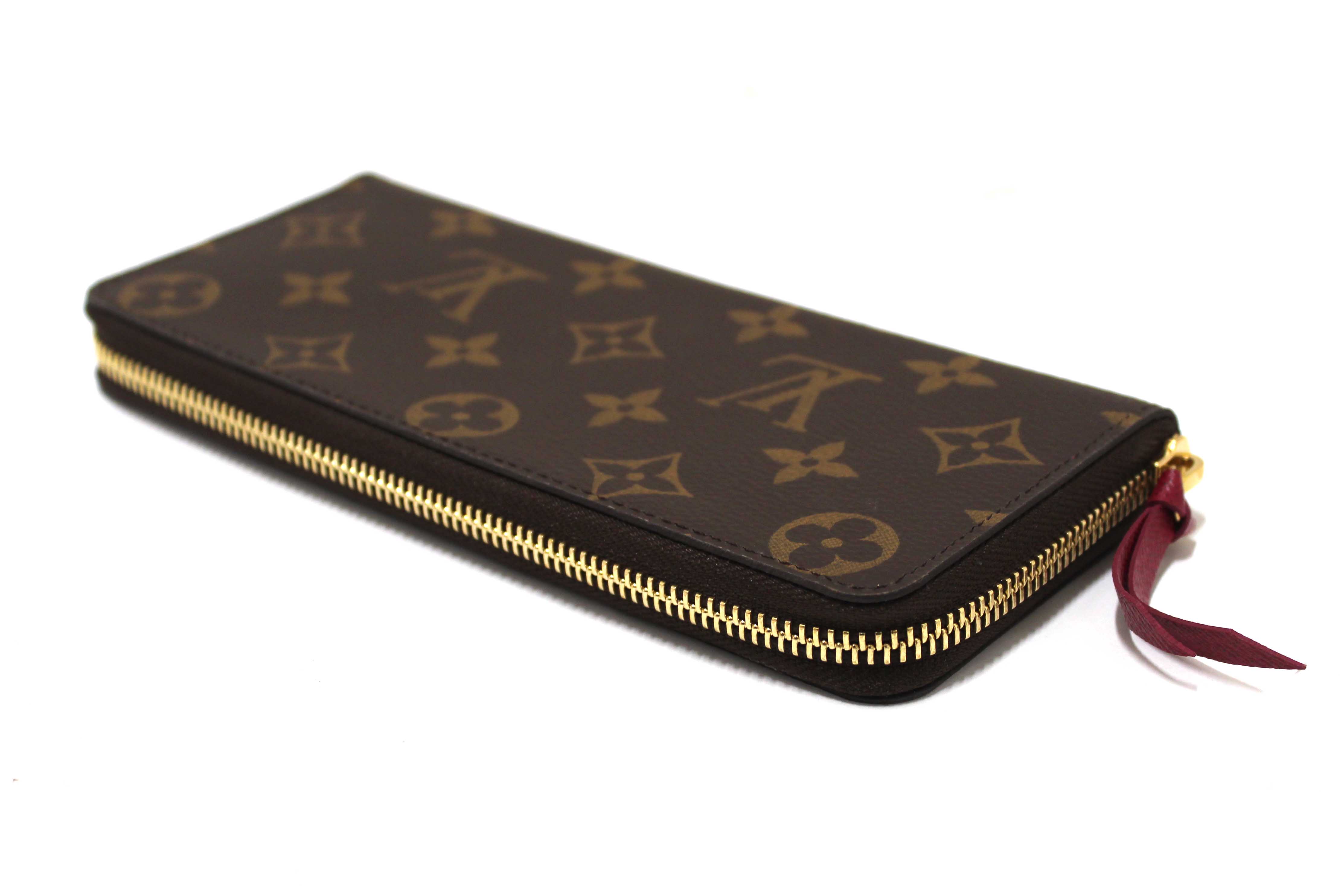 Authentic Louis Vuitton Classic Monogram Fuchsia Clemence Wallet