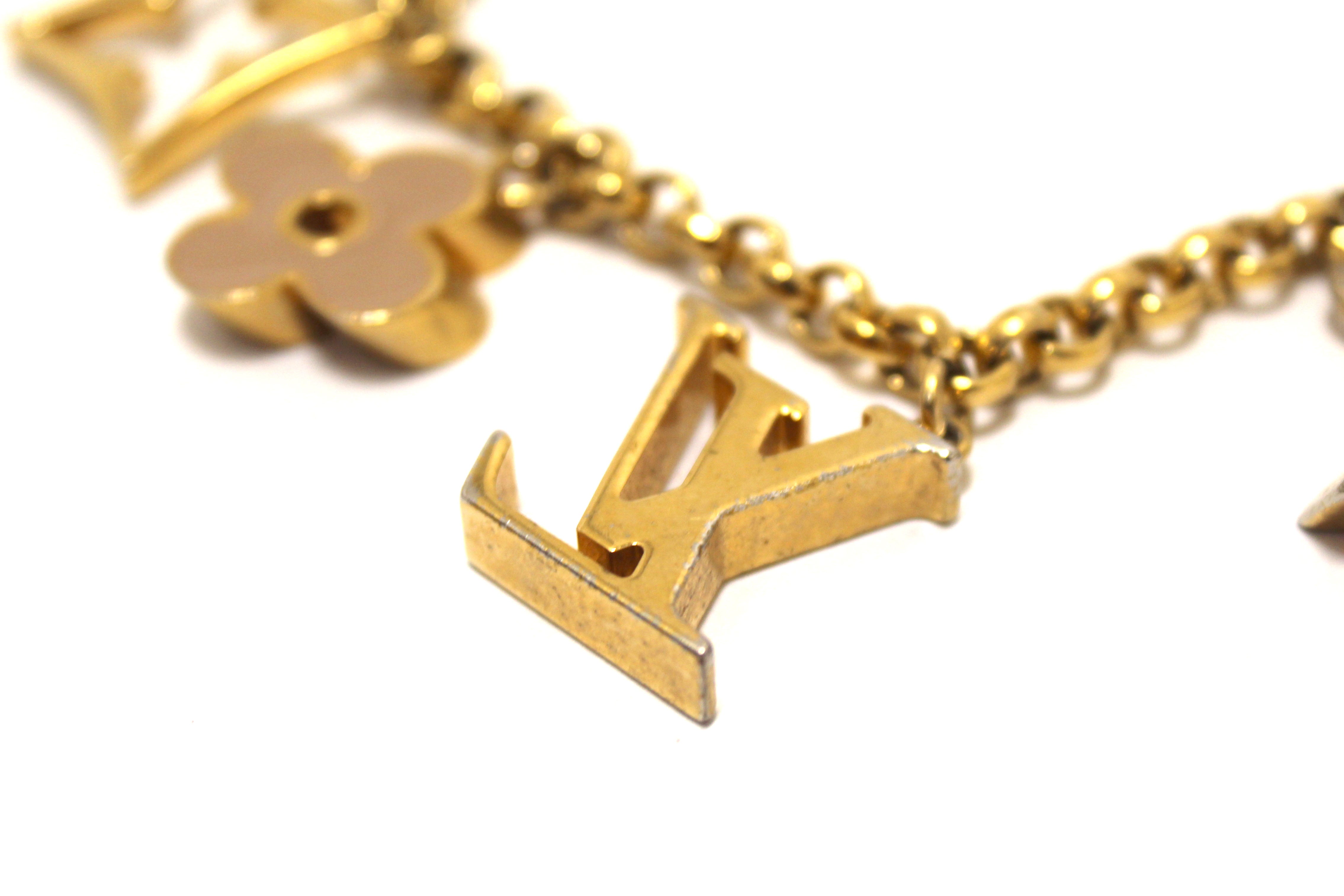 Authentic Louis Vuitton Fleur de Monogram Bag Charm Chain