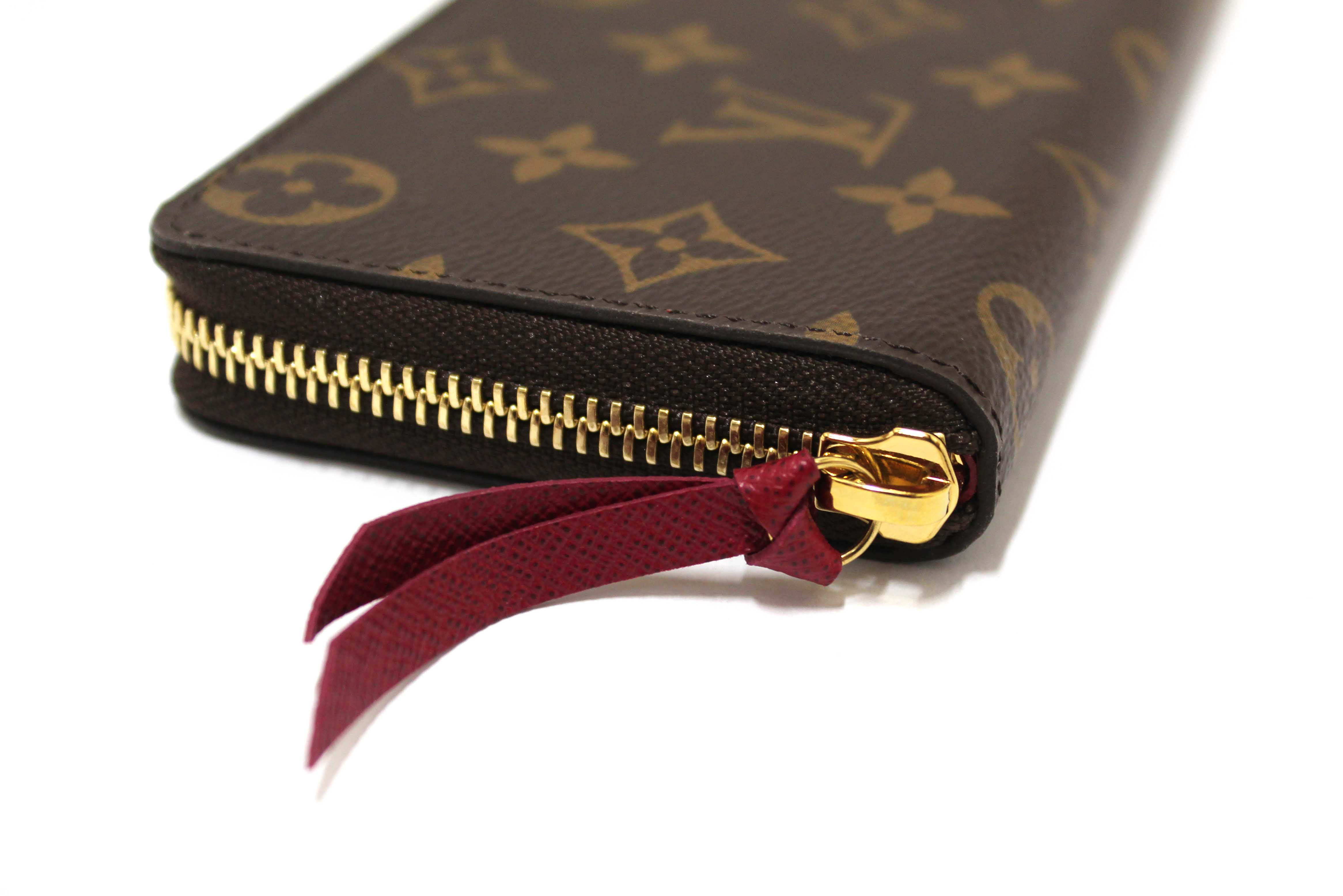 Authentic Louis Vuitton Classic Monogram Fuchsia Clemence Wallet