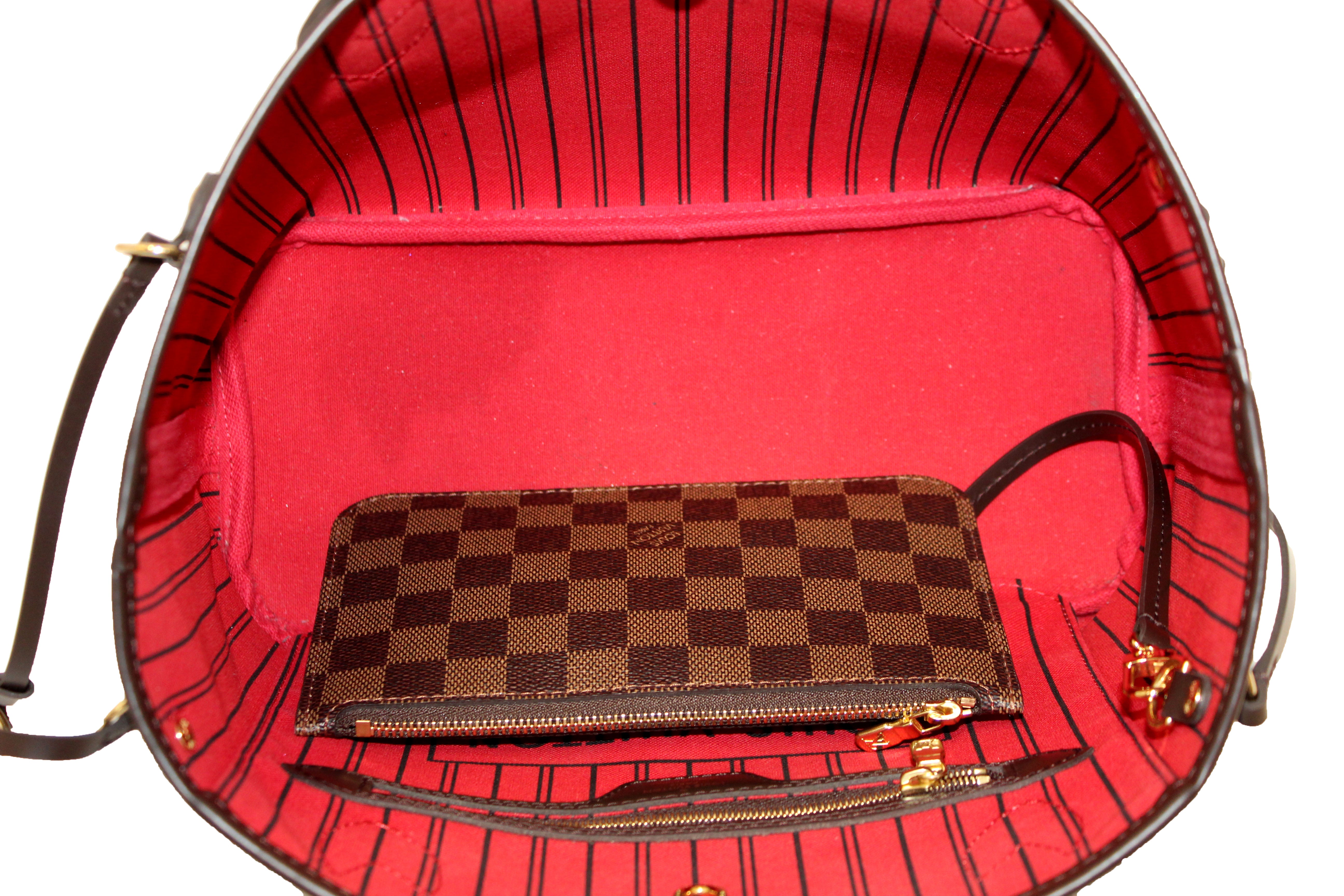 Authentic Louis Vuitton Damier Ebene Canvas Neverfull PM Shoulder Tote Bag