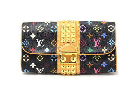 Authentic Louis Vuitton Black Multicolor Monogram Courtney Clutch