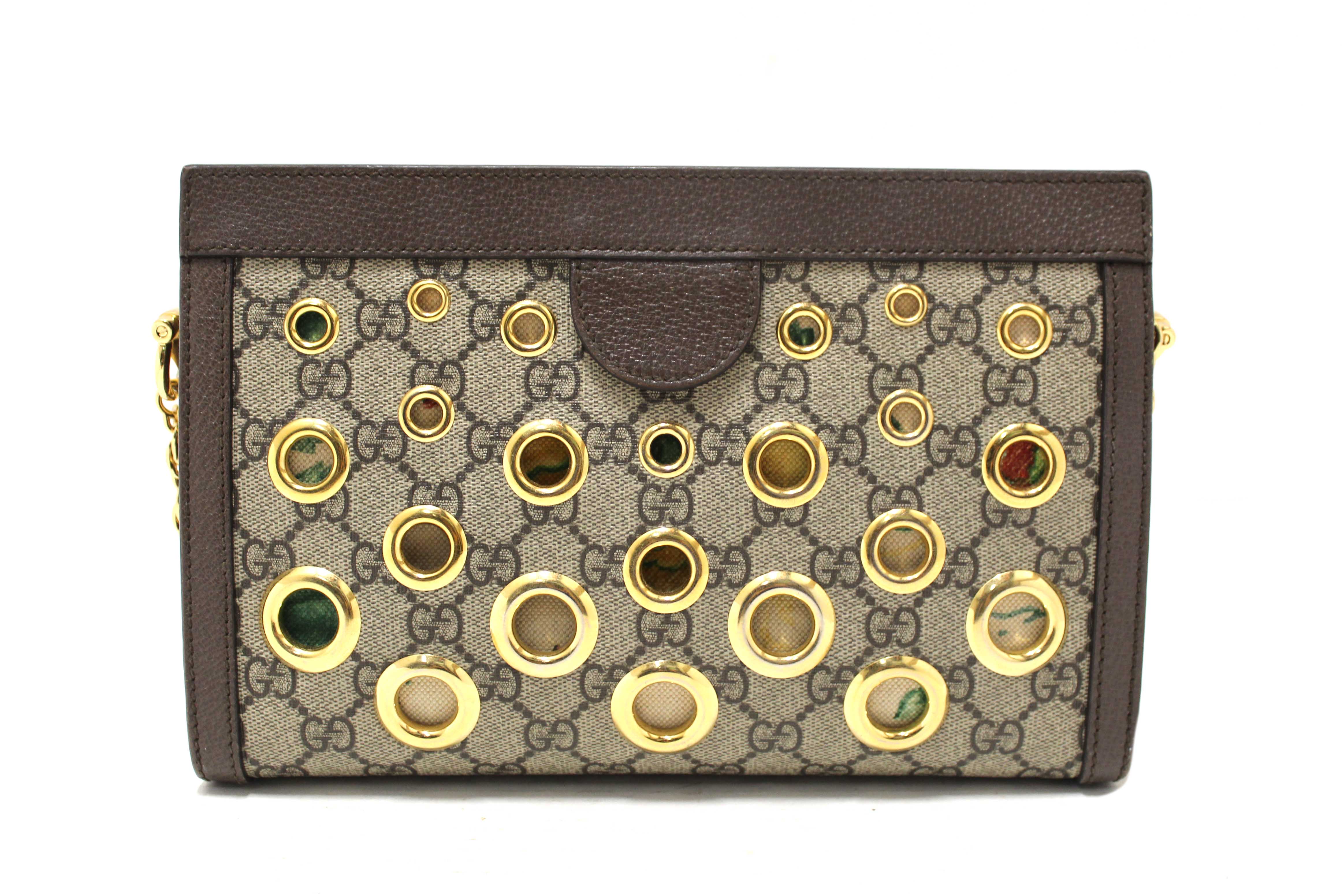 Authentic Gucci GG Supreme Eyelet Ophidia Small Chain Shoulder Bag