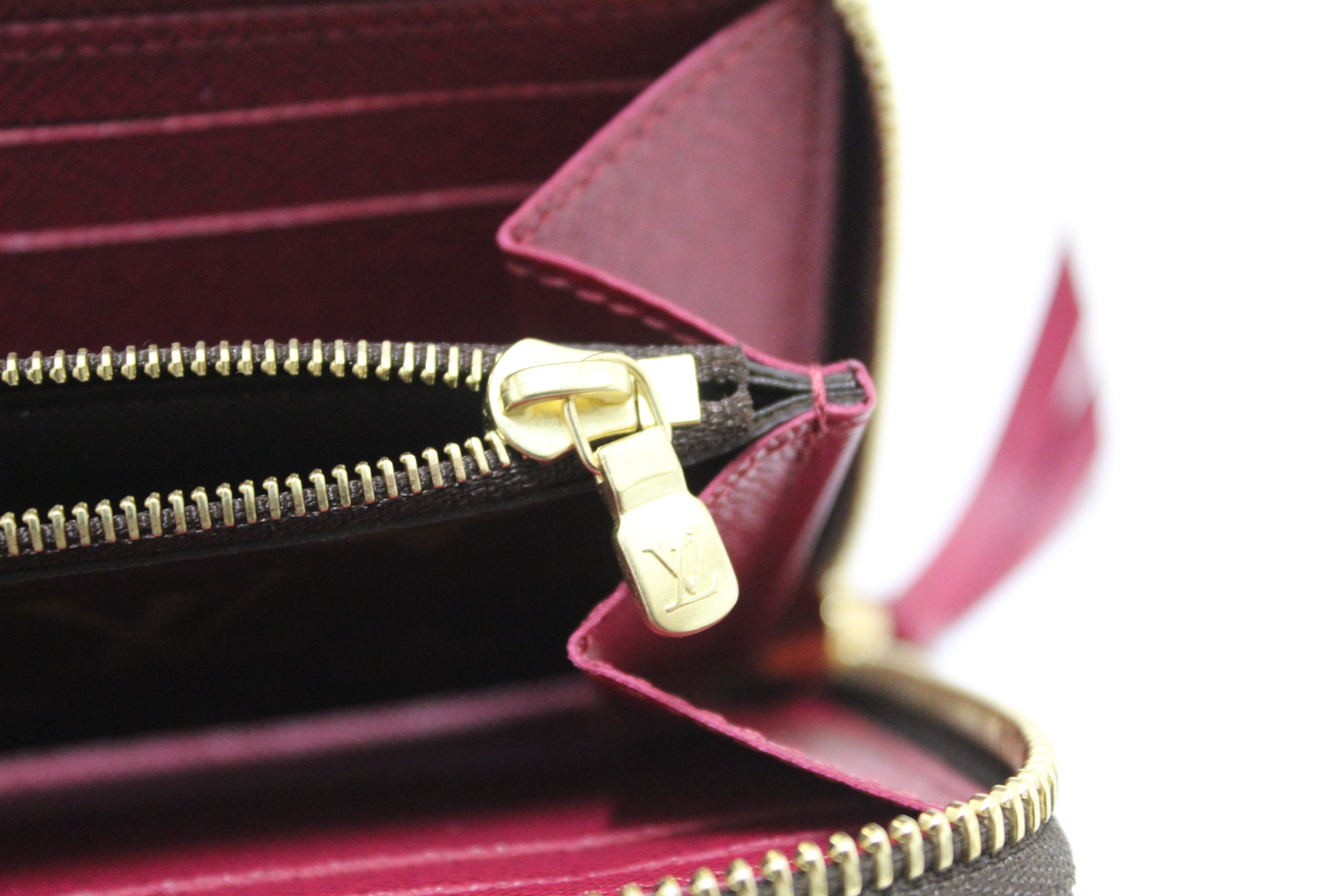 Authentic Louis Vuitton Classic Monogram Fuchsia Clemence Wallet
