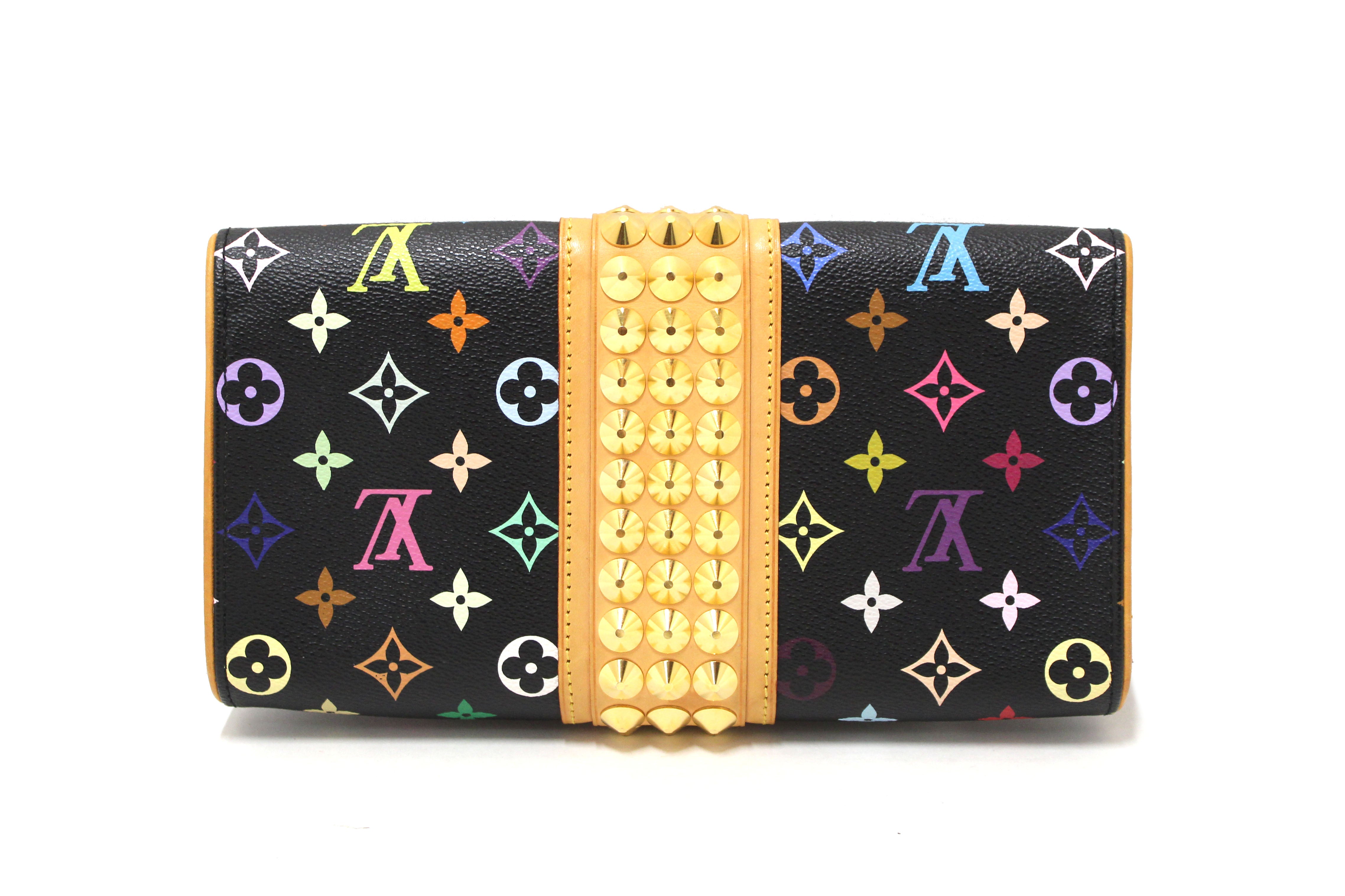 Authentic Louis Vuitton Black Multicolor Monogram Courtney Clutch