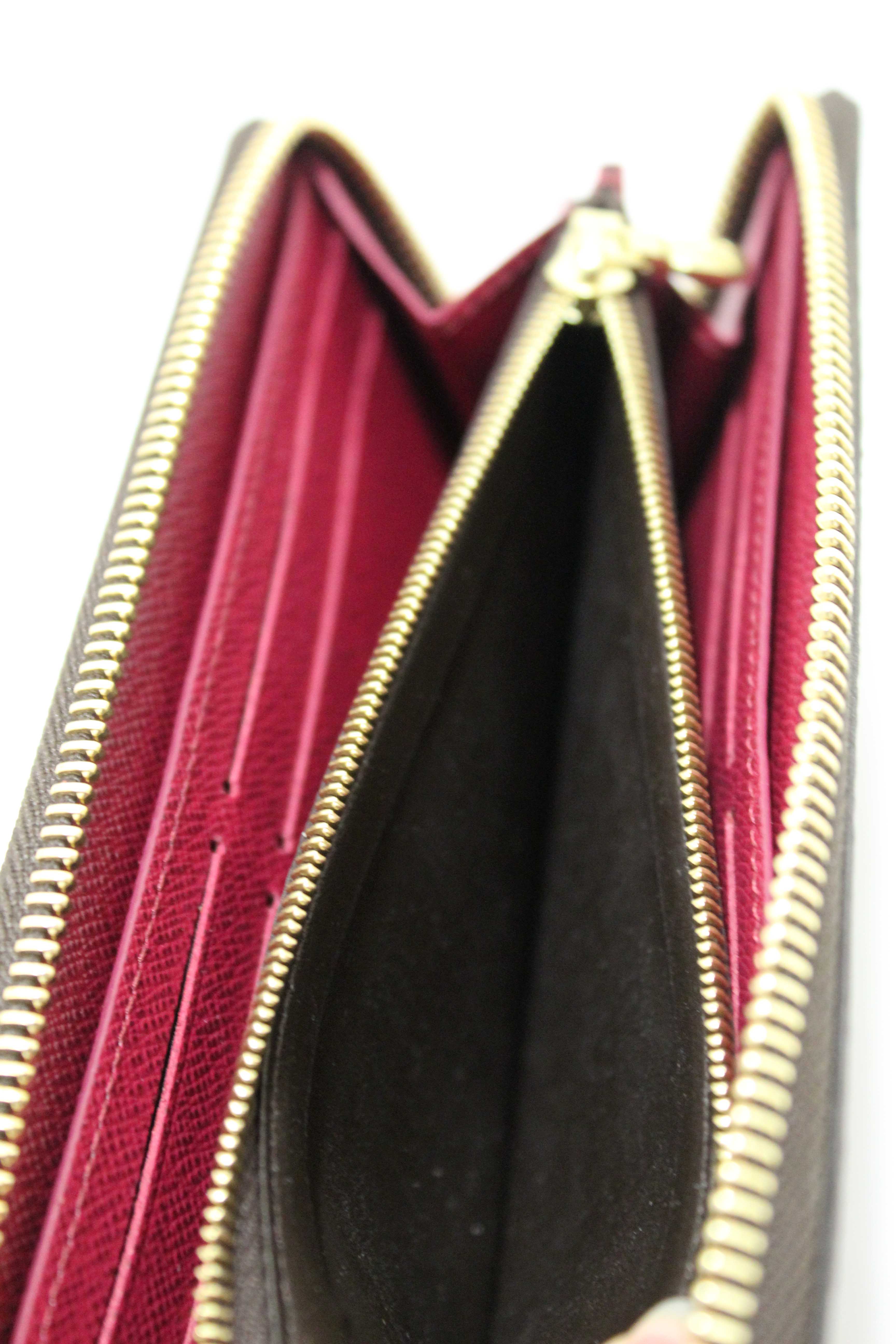 Authentic Louis Vuitton Classic Monogram Fuchsia Clemence Wallet