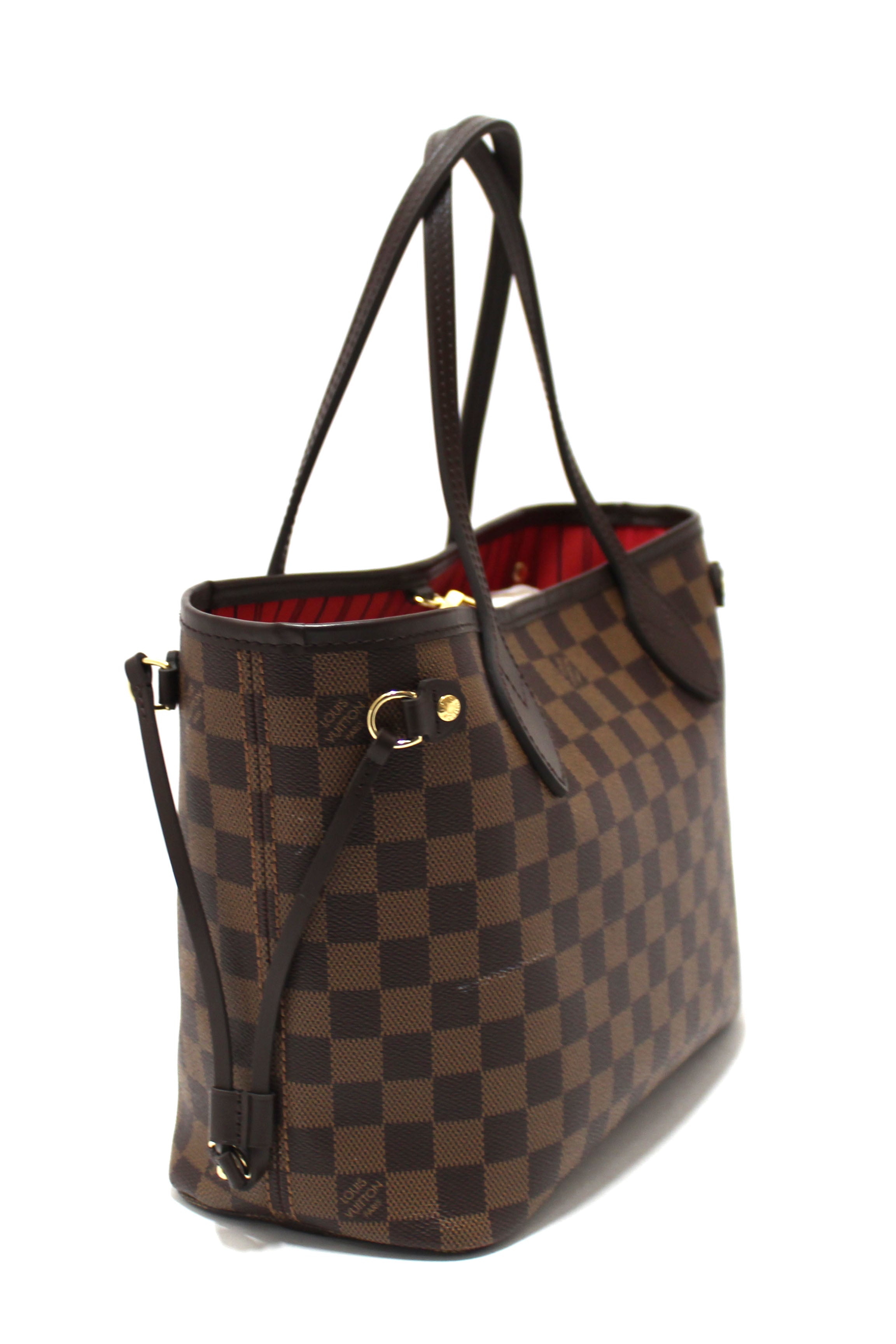 Authentic Louis Vuitton Damier Ebene Canvas Neverfull PM Shoulder Tote Bag