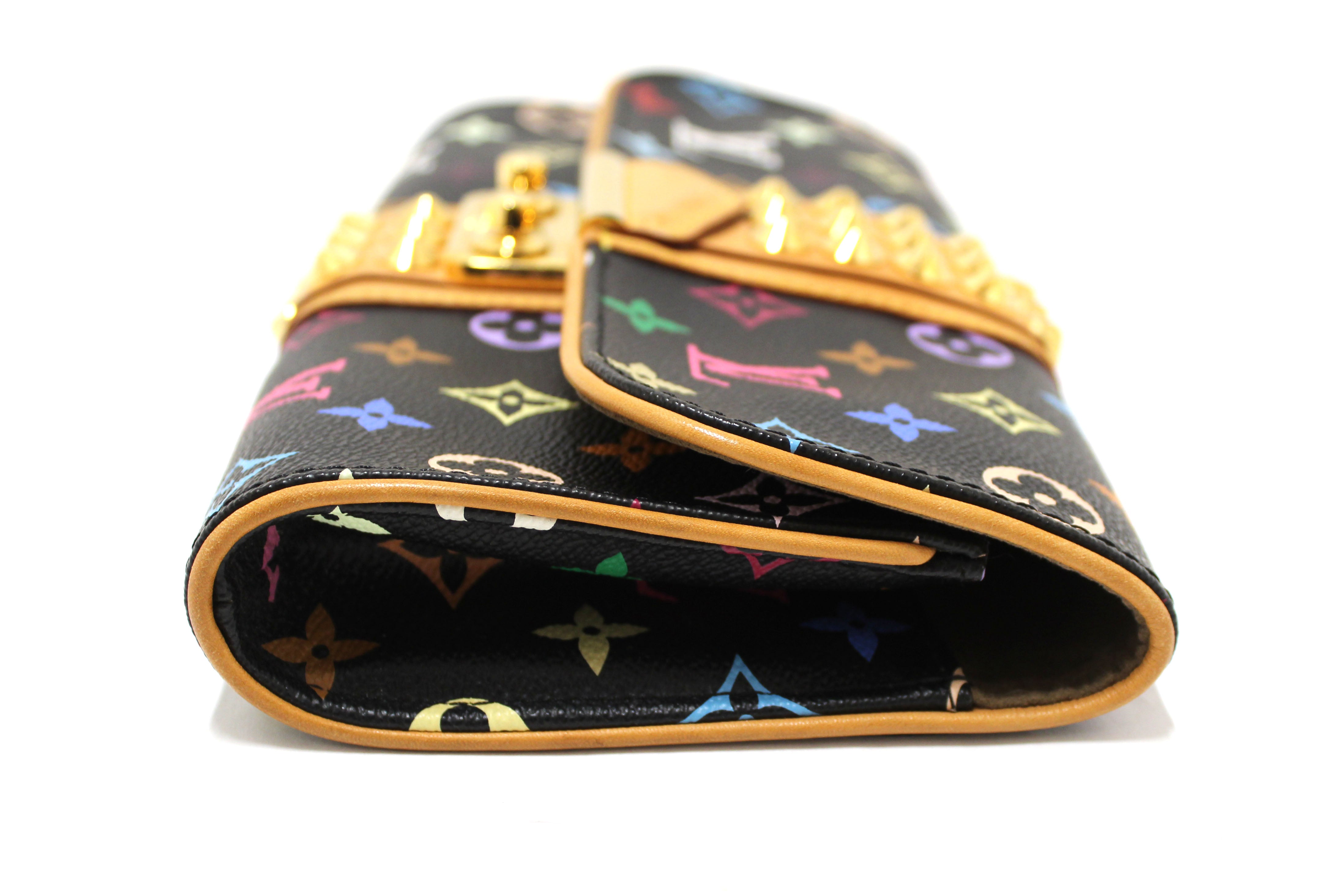 Authentic Louis Vuitton Black Multicolor Monogram Courtney Clutch