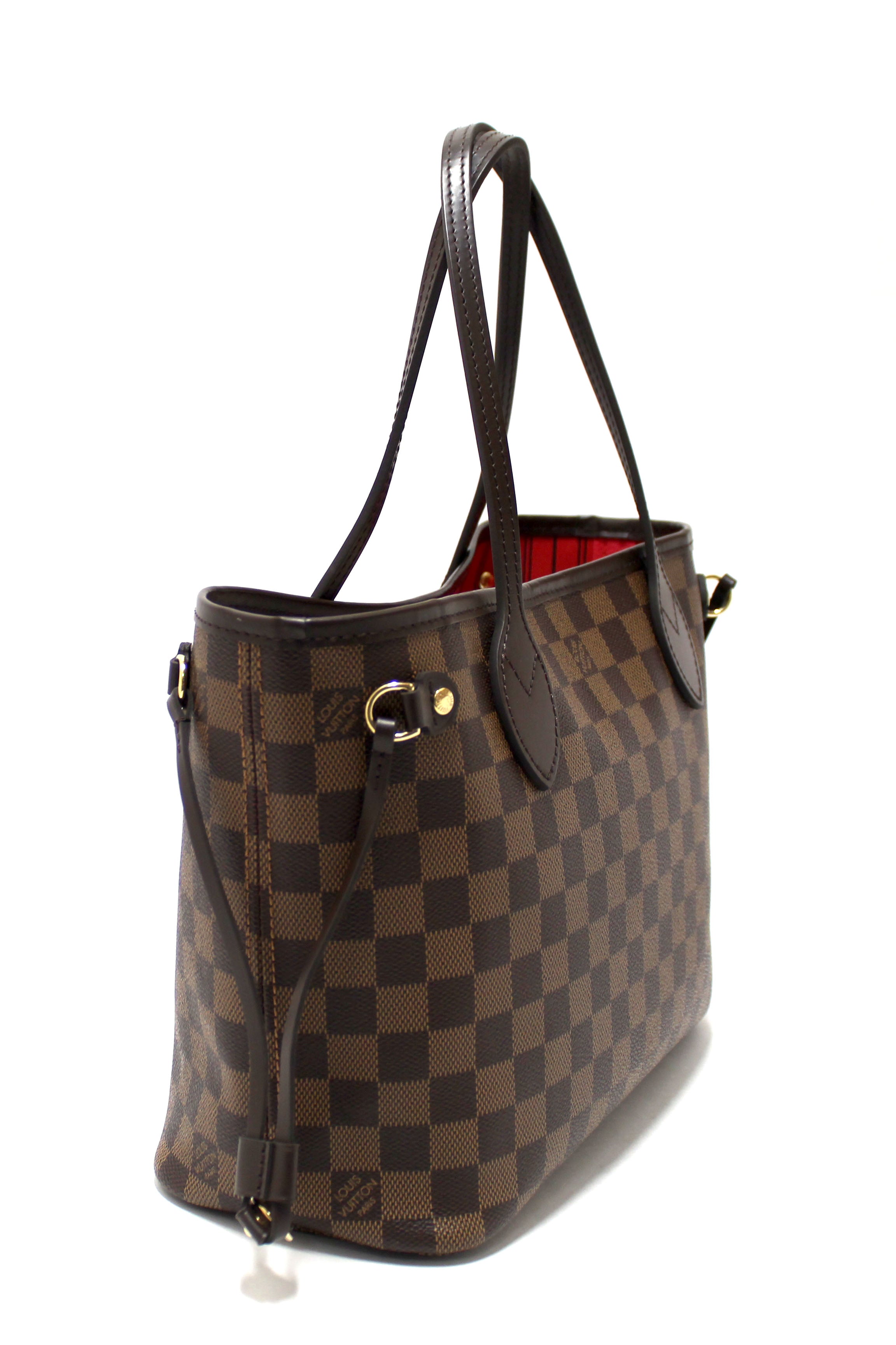 Authentic Louis Vuitton Damier Ebene Canvas Neverfull PM Shoulder Tote Bag