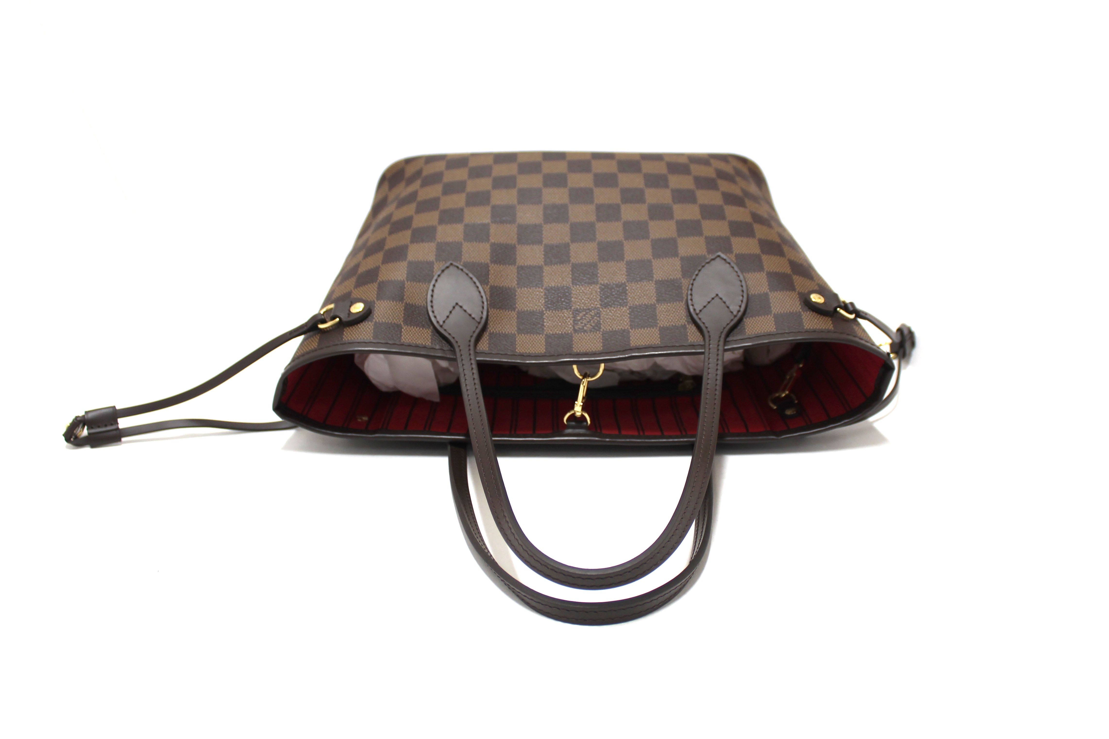 Authentic Louis Vuitton Damier Ebene Canvas Neverfull PM Shoulder Tote Bag