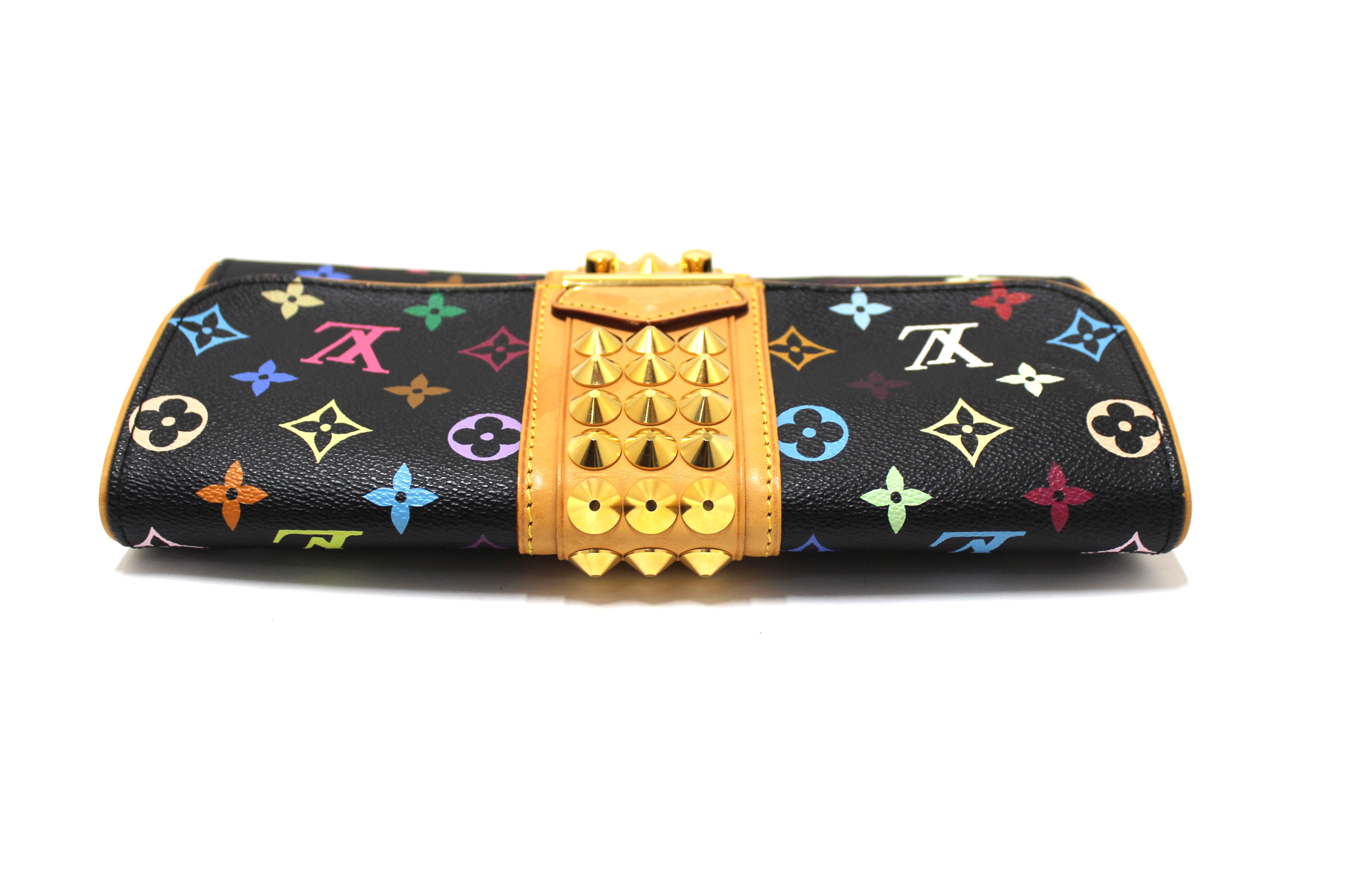 Authentic Louis Vuitton Black Multicolor Monogram Courtney Clutch