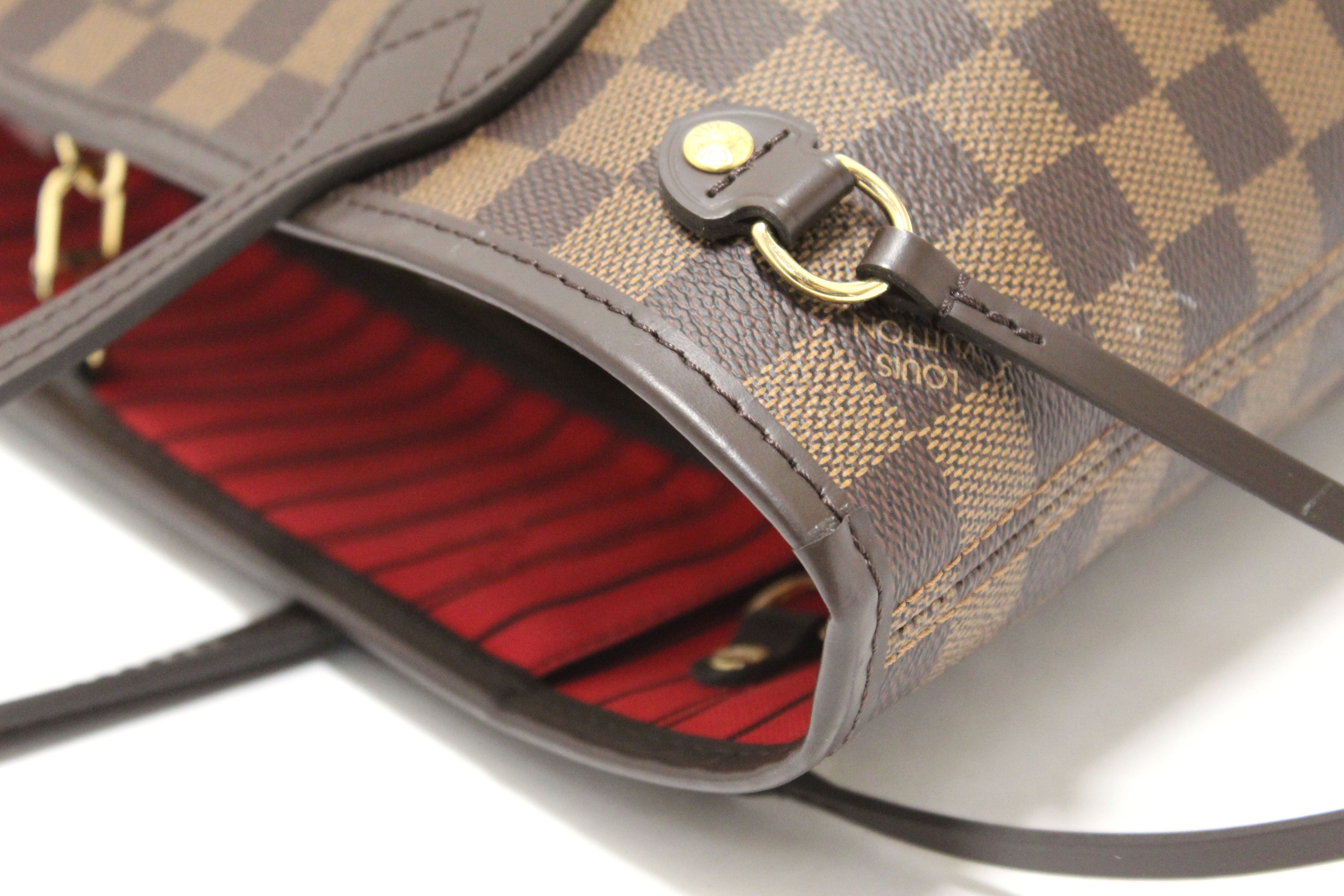 Authentic Louis Vuitton Damier Ebene Canvas Neverfull PM Shoulder Tote Bag