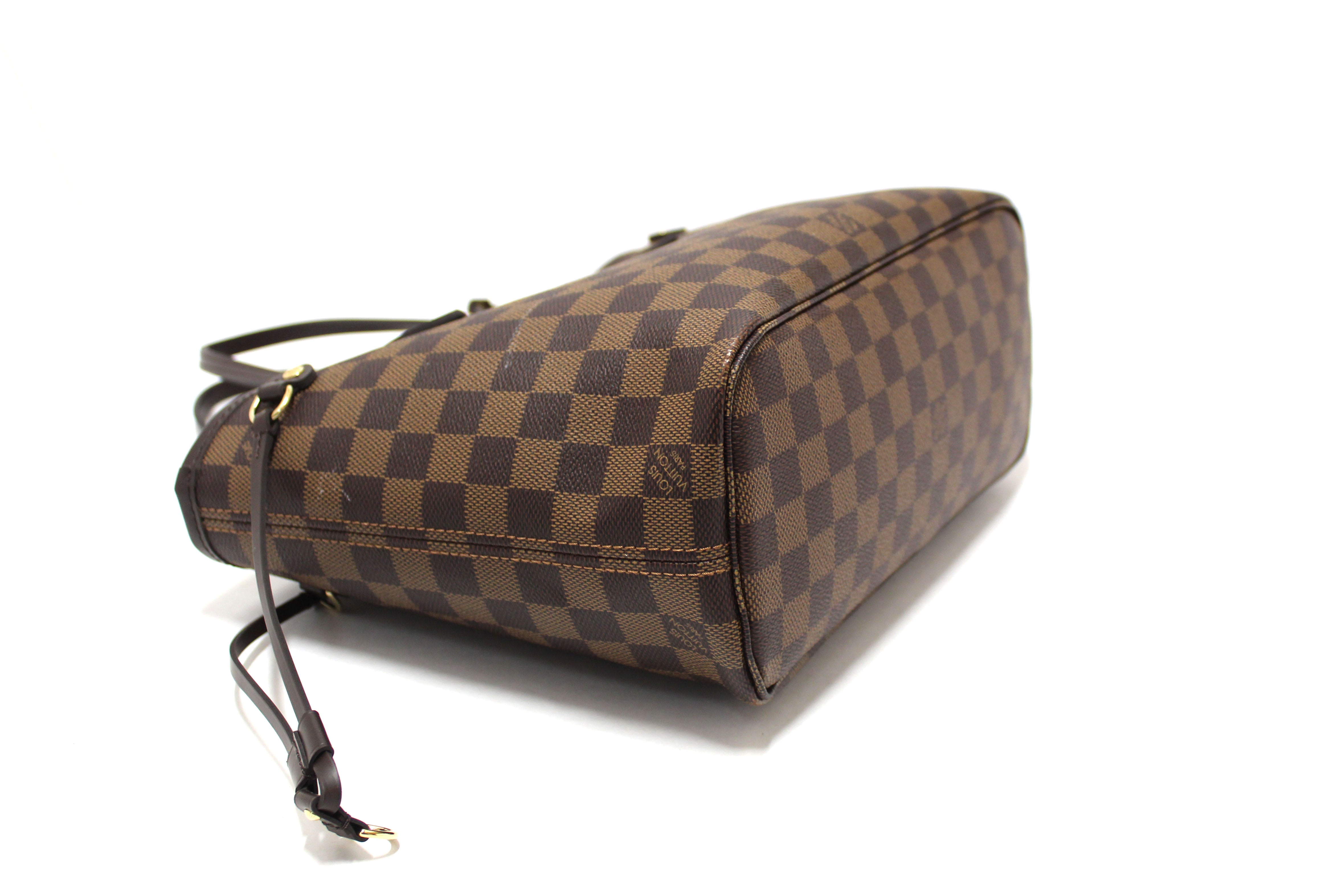 Authentic Louis Vuitton Damier Ebene Canvas Neverfull PM Shoulder Tote Bag