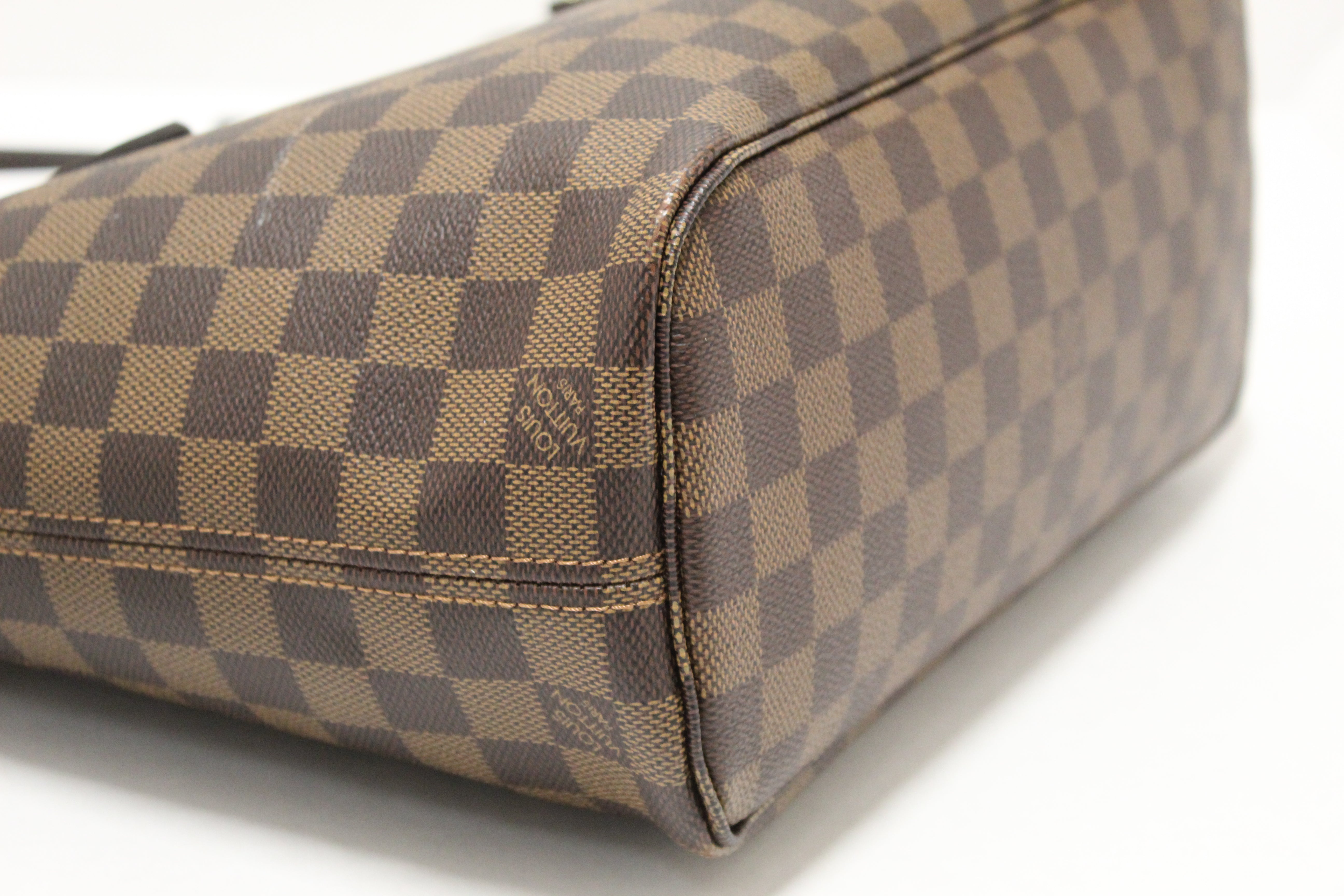 Authentic Louis Vuitton Damier Ebene Canvas Neverfull PM Shoulder Tote Bag