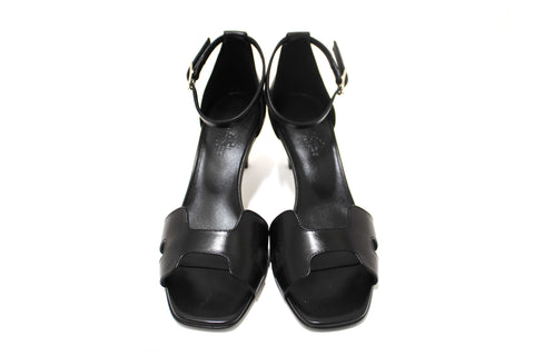 Authentic NEW Hermes Black Calfskin Leather Joy 70 High Heel Sandal Size 36.5