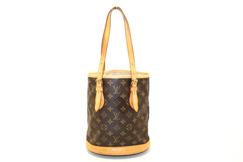 Authentic Louis Vuitton Classic Monogram Bucket PM Shoulder Bag