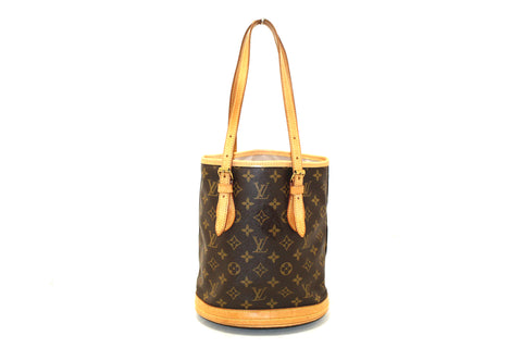 Authentic Louis Vuitton Classic Monogram Bucket PM Shoulder Bag
