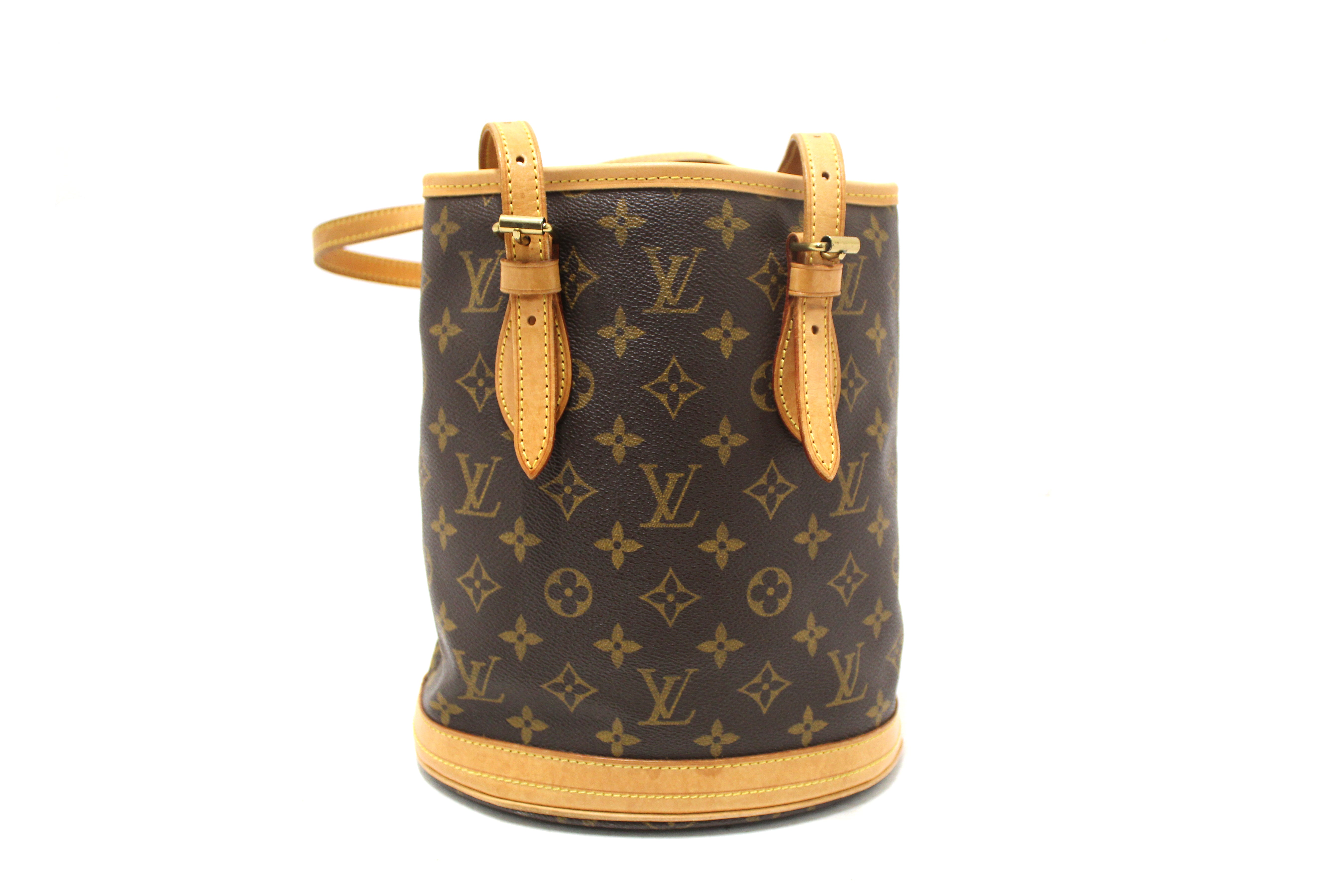 Authentic Louis Vuitton Classic Monogram Bucket PM Shoulder Bag