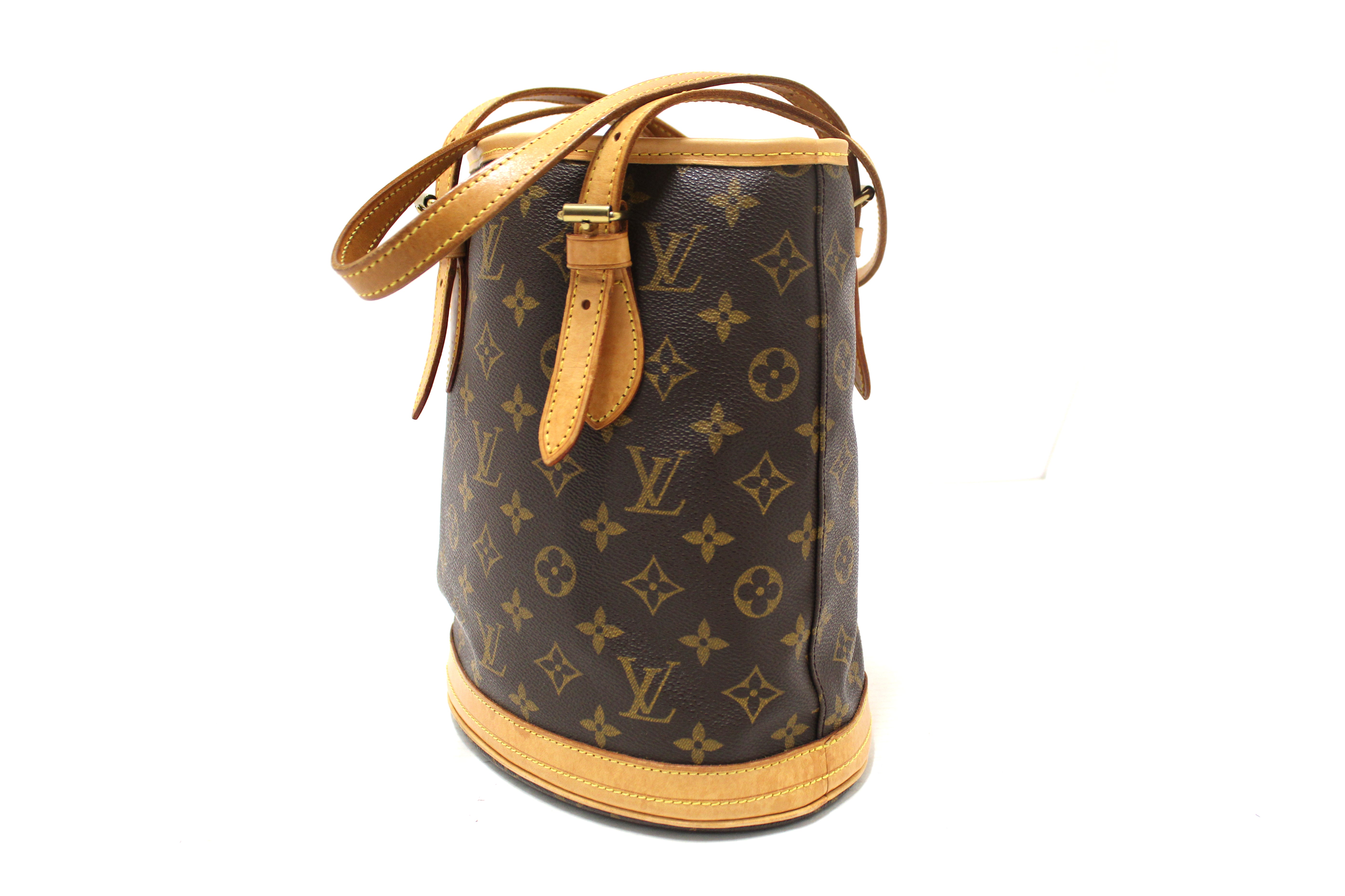 Authentic Louis Vuitton Classic Monogram Bucket PM Shoulder Bag