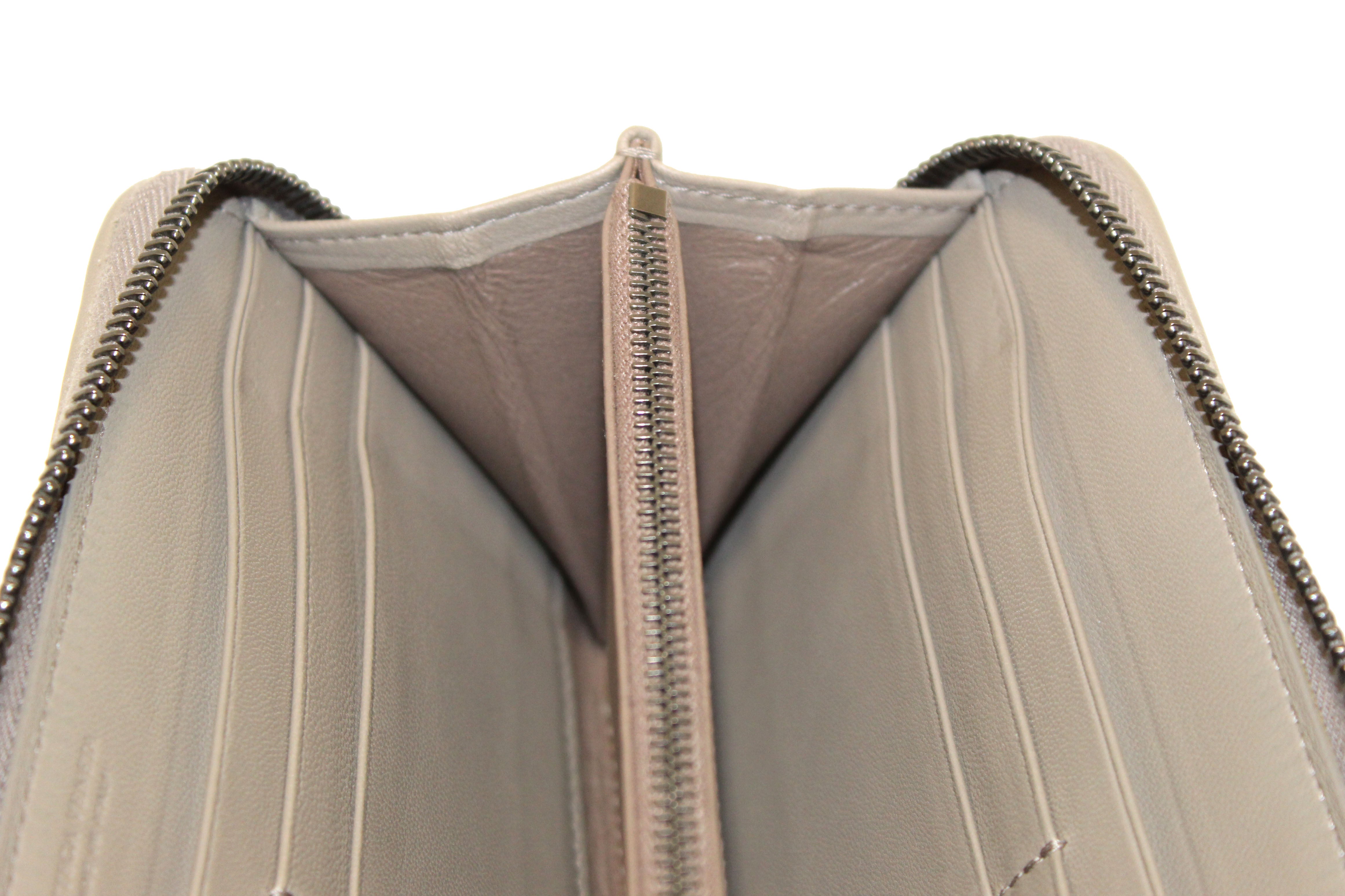 Bottega Veneta Dark Silver Intrecciato Woven Nappa Leather Zip Around  Wallet - Yoogi's Closet