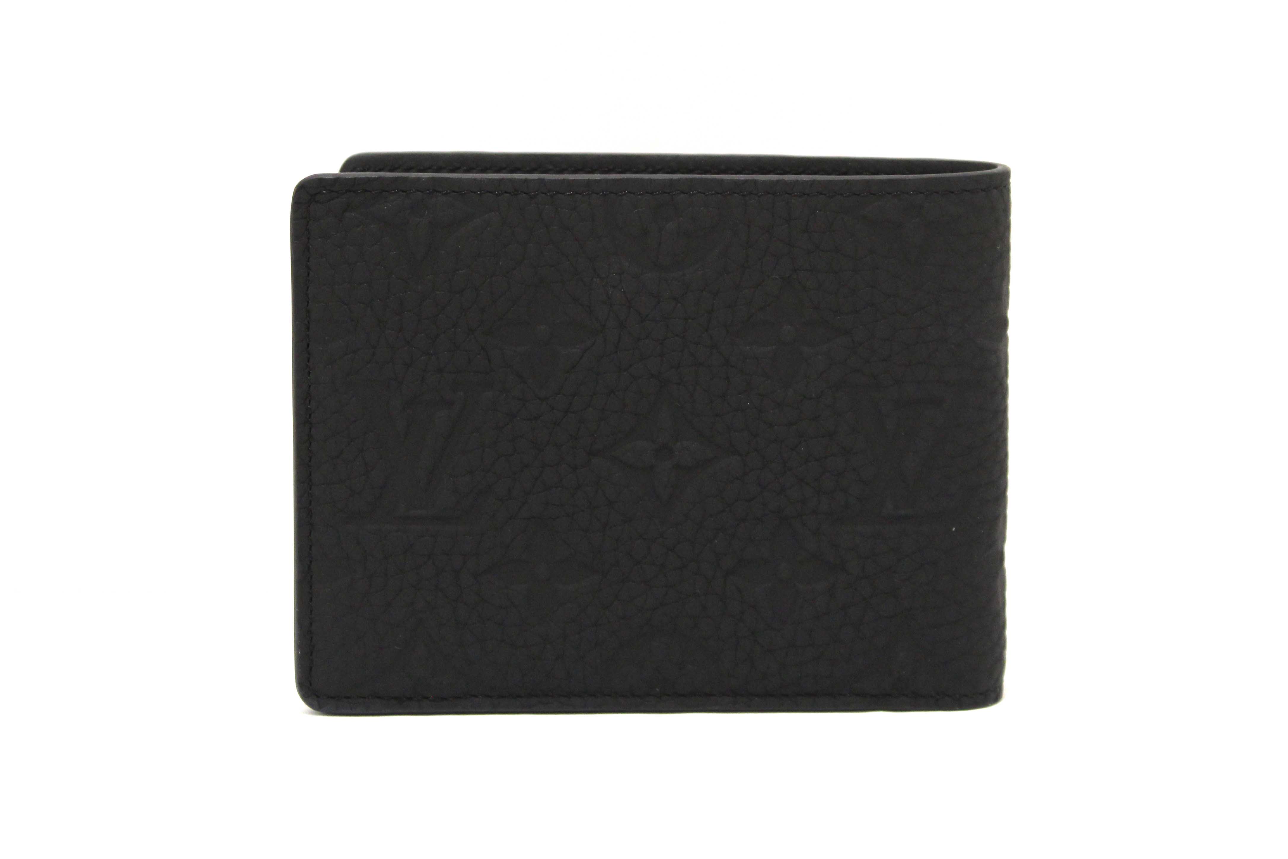 NEW Authentic Louis Vuitton Black Embossed Taurillon Multiple Bifold Wallet