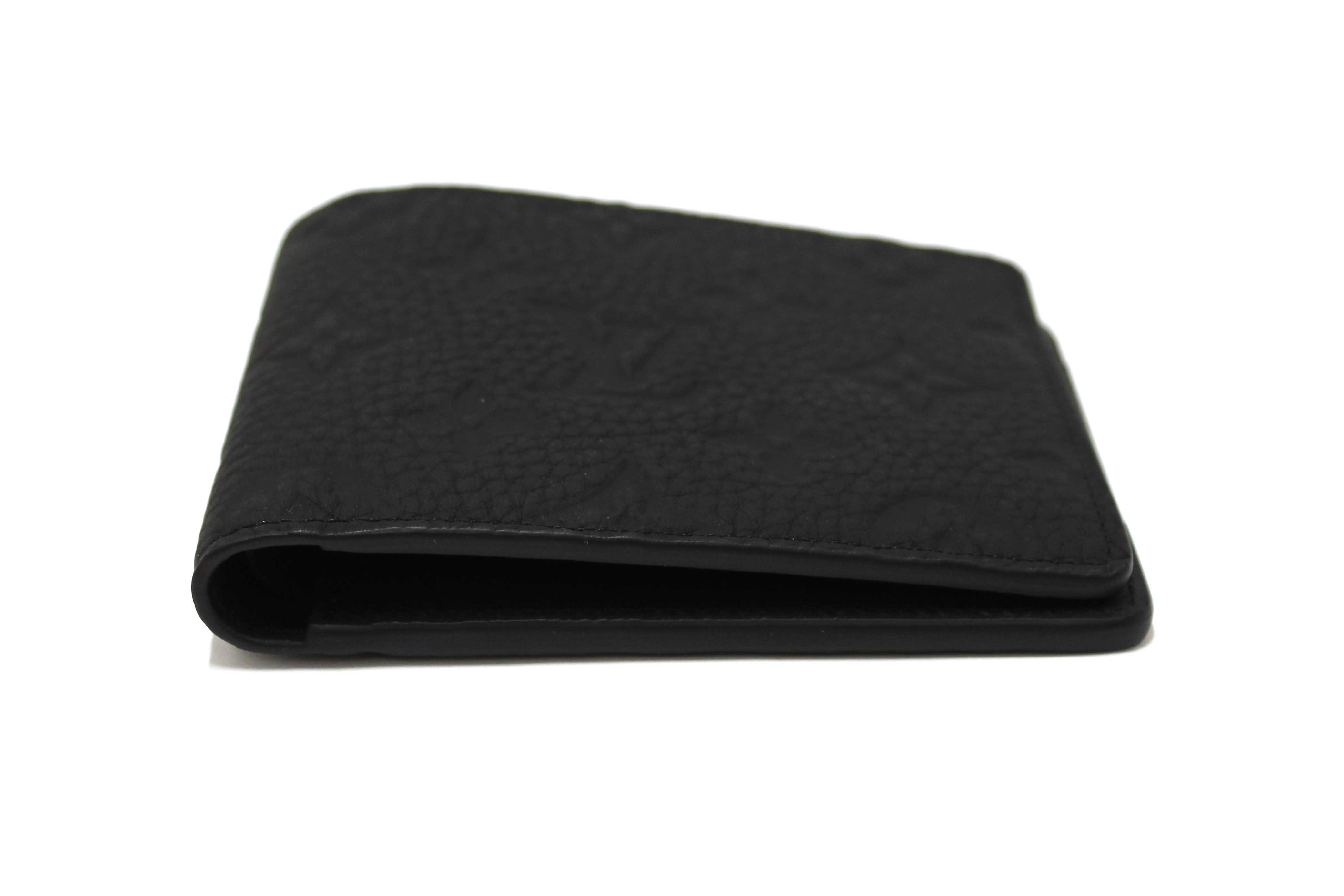 NEW Authentic Louis Vuitton Black Embossed Taurillon Multiple Bifold Wallet